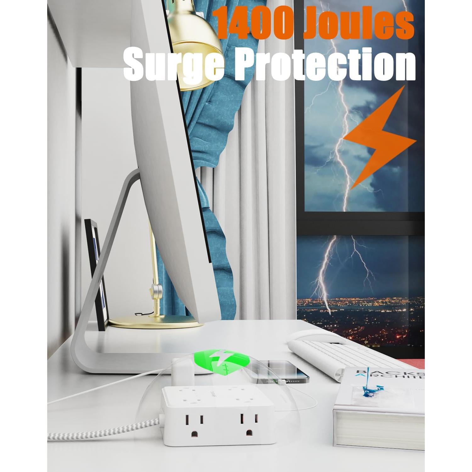 Regleta de 2 Clavijas a 3 Clavijas WRXDMC 8 AC 4 USB 1.52m