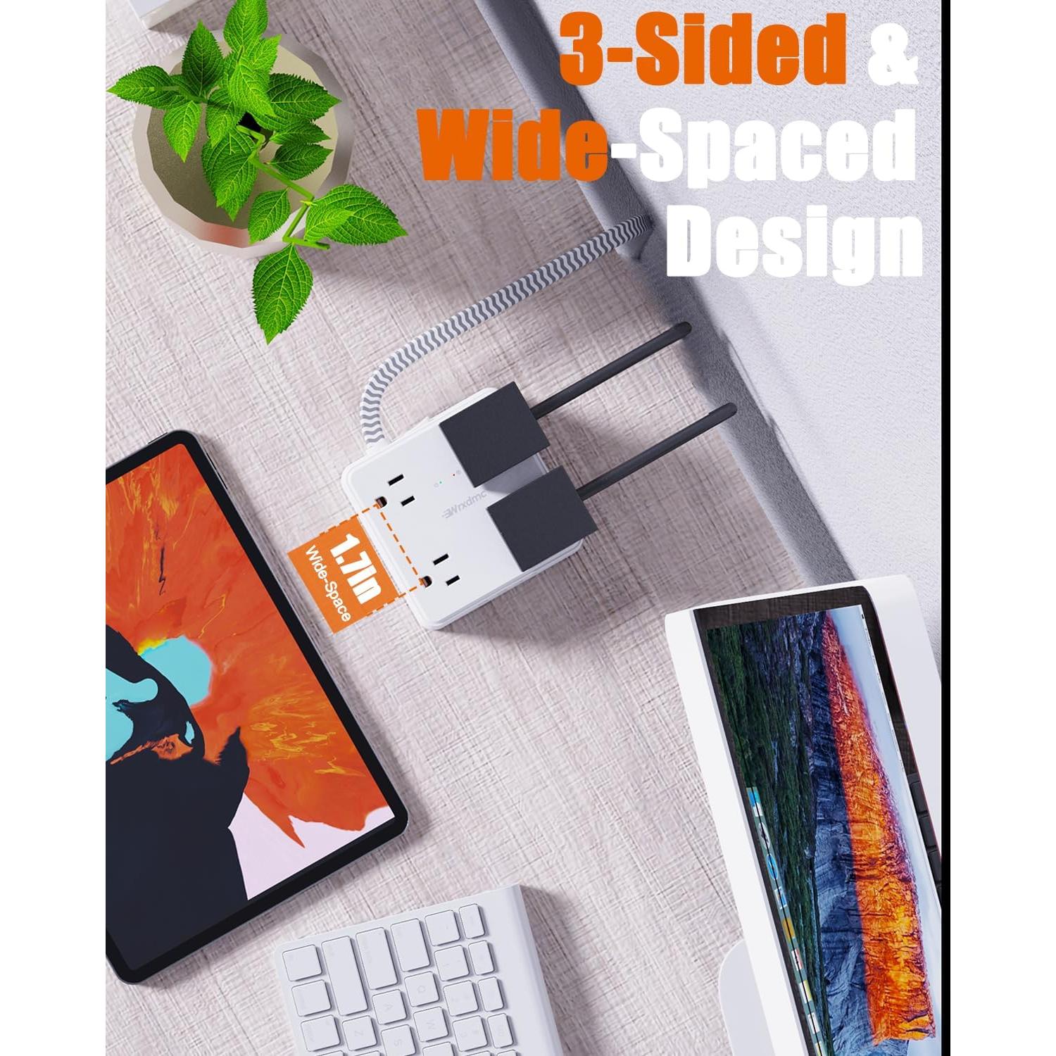 Regleta de 2 Clavijas a 3 Clavijas WRXDMC 8 AC 4 USB 1.52m