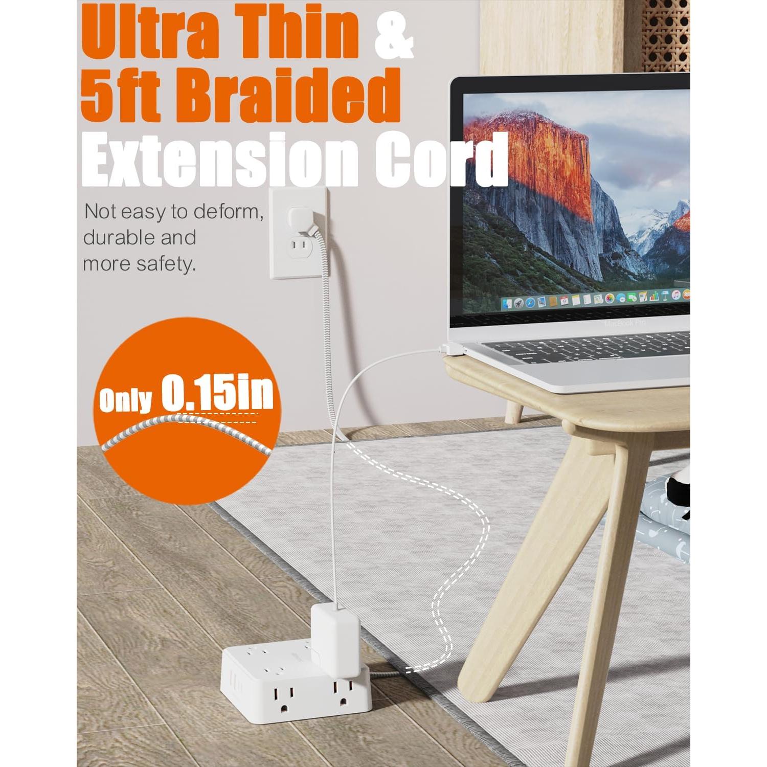 Regleta de 2 Clavijas a 3 Clavijas WRXDMC 8 AC 4 USB 1.52m