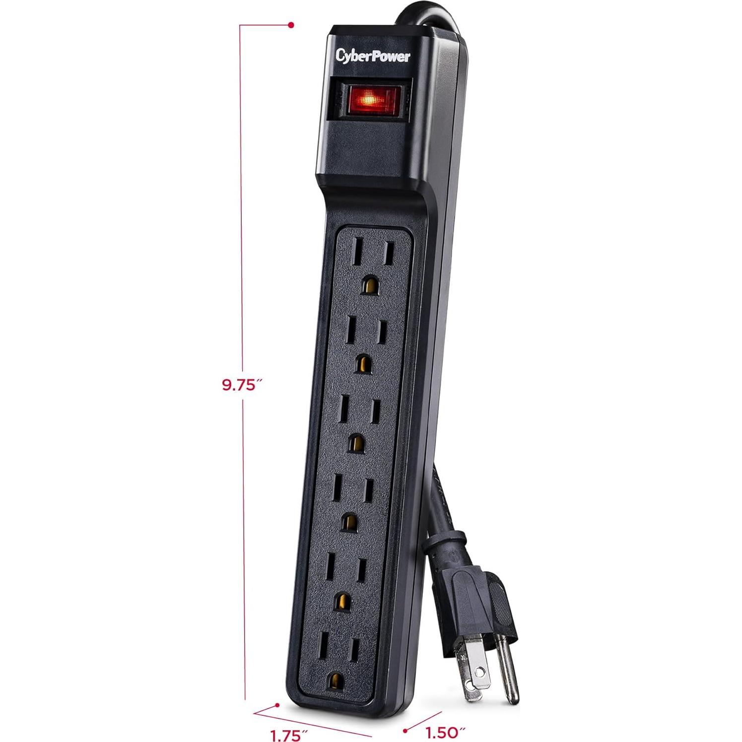 Protector Sobretensiones CyberPower CSB606 900J 6 Salidas 1.83m Negro