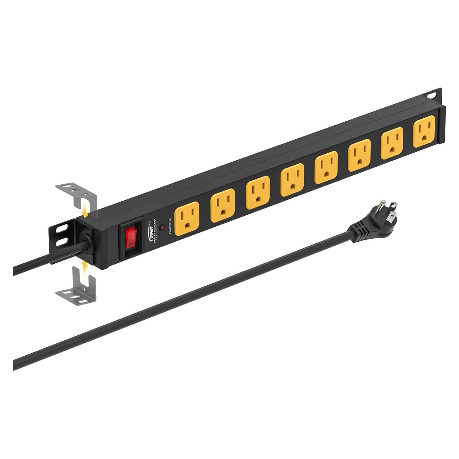 Regleta de Poder Montable 8 Tomas 2100 Julios ETL 1.83m Metal