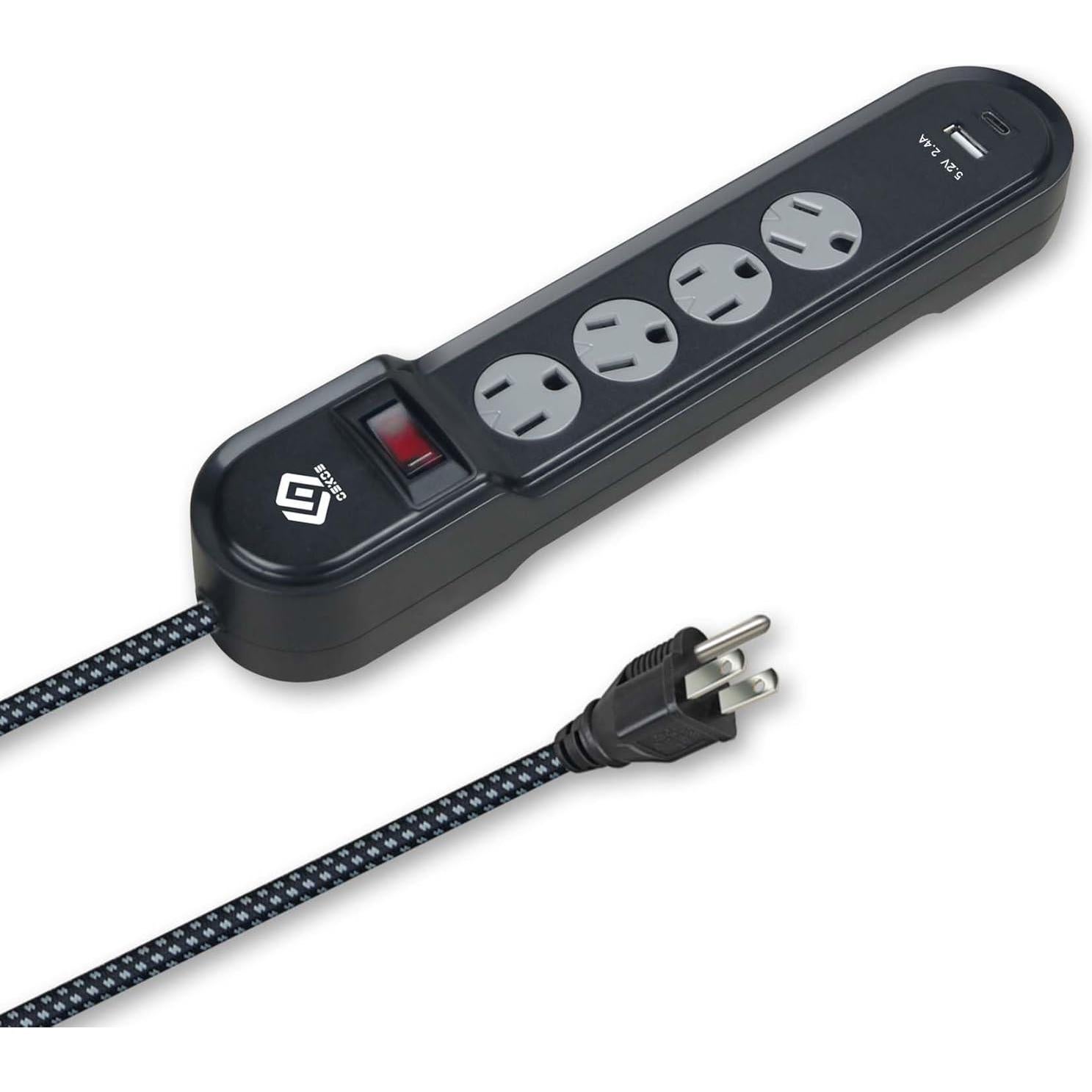 Regleta de Protección Oskos 4 Salidas USB 2.4A 1.83m 500J