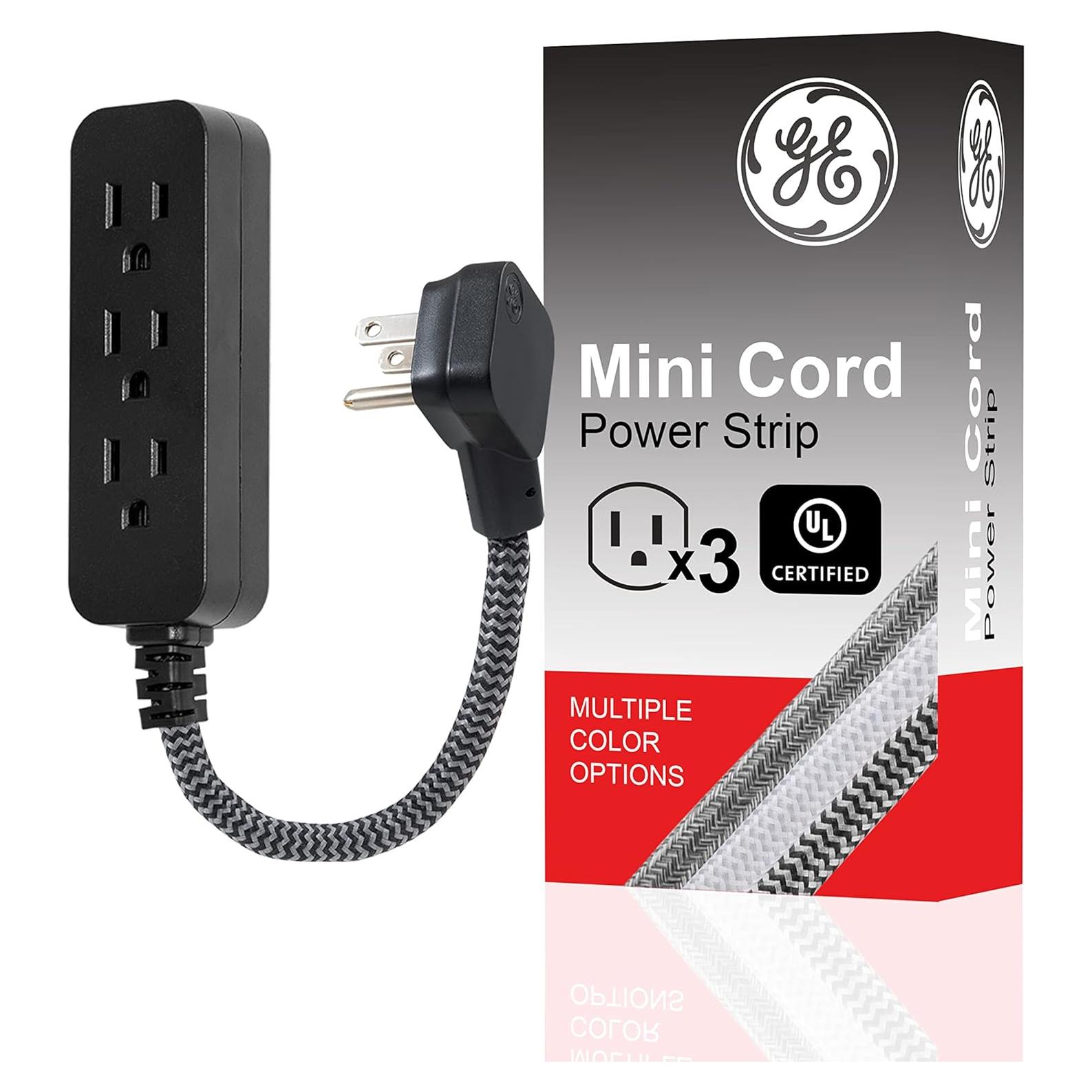 Regleta GE de 3 Salidas con Cable Trenzado de 15.24 cm Negro