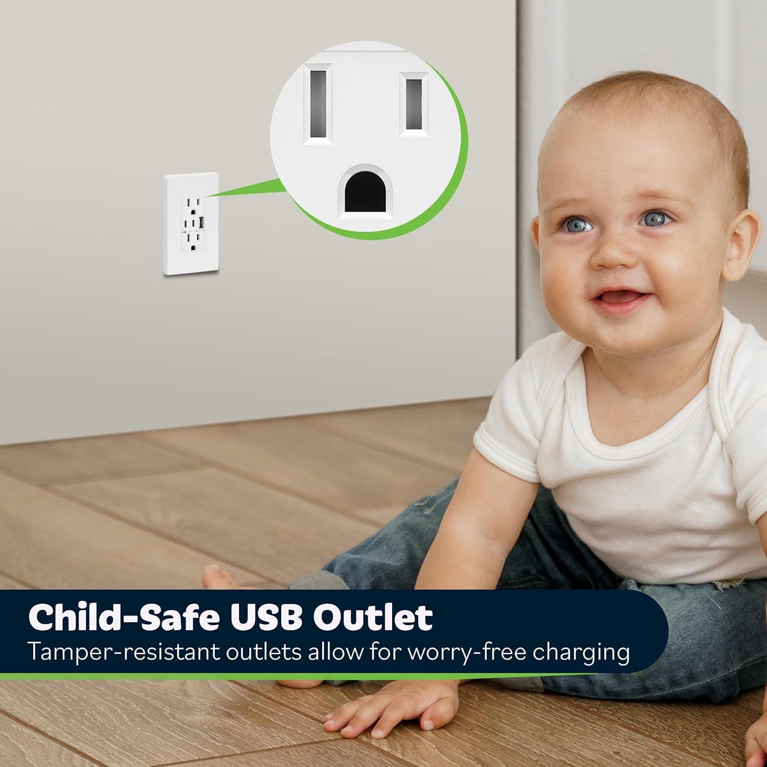 Enchufe USB TOPGREENER 15A 4.2A 3 Puertos Tipo C y A Blanco 2 Pzs
