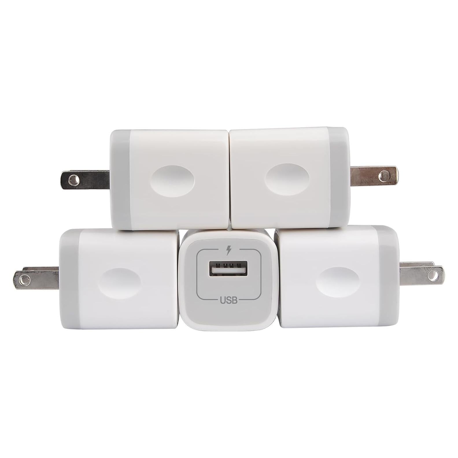 Wall Charger Adapter USB Charging Block, 5Pack Single Port USB Plug in Charger Cube Box Power Blocks Brick Charger Station Compatible with Samsung Galaxy A53 A13 A54 A20 S23 S22 S20 S21 A25