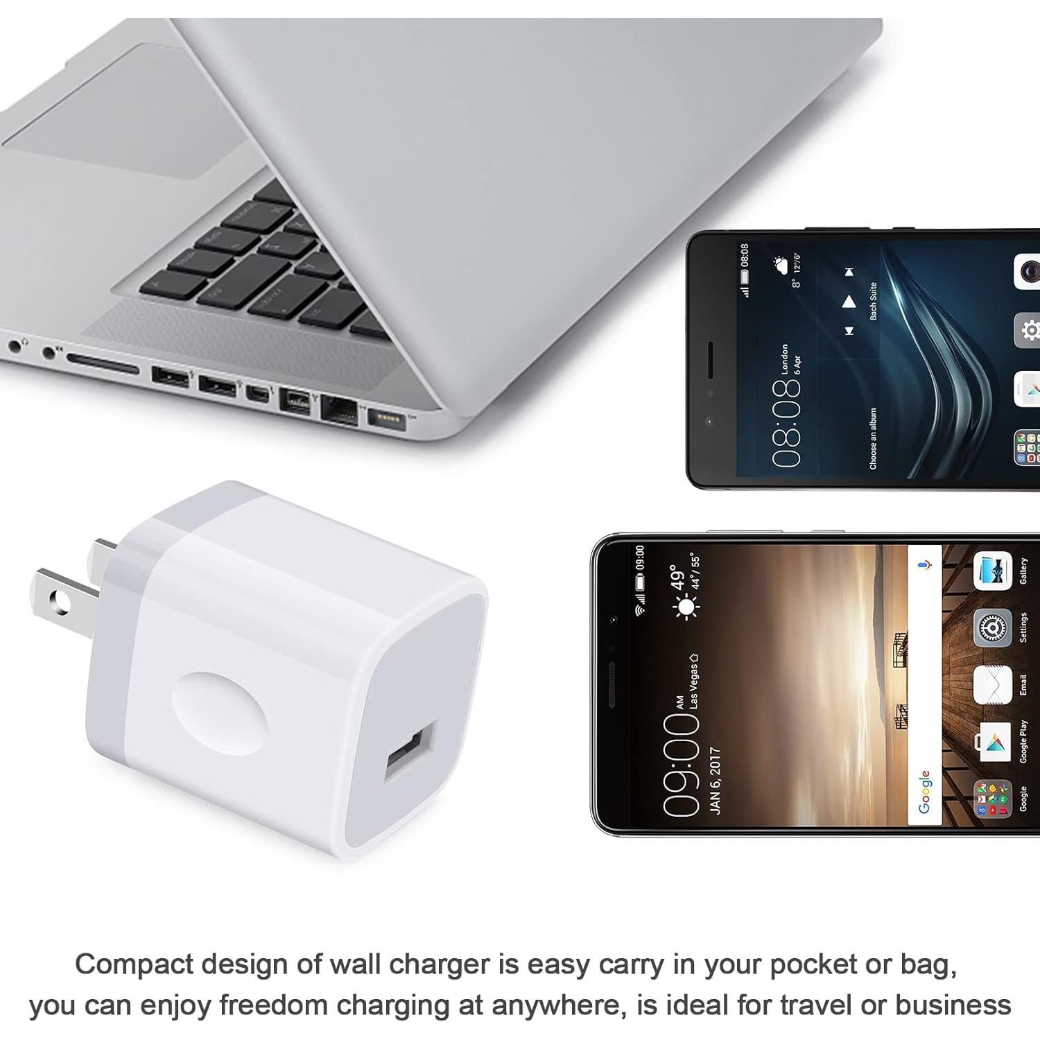 Wall Charger Adapter USB Charging Block, 5Pack Single Port USB Plug in Charger Cube Box Power Blocks Brick Charger Station Compatible with Samsung Galaxy A53 A13 A54 A20 S23 S22 S20 S21 A25