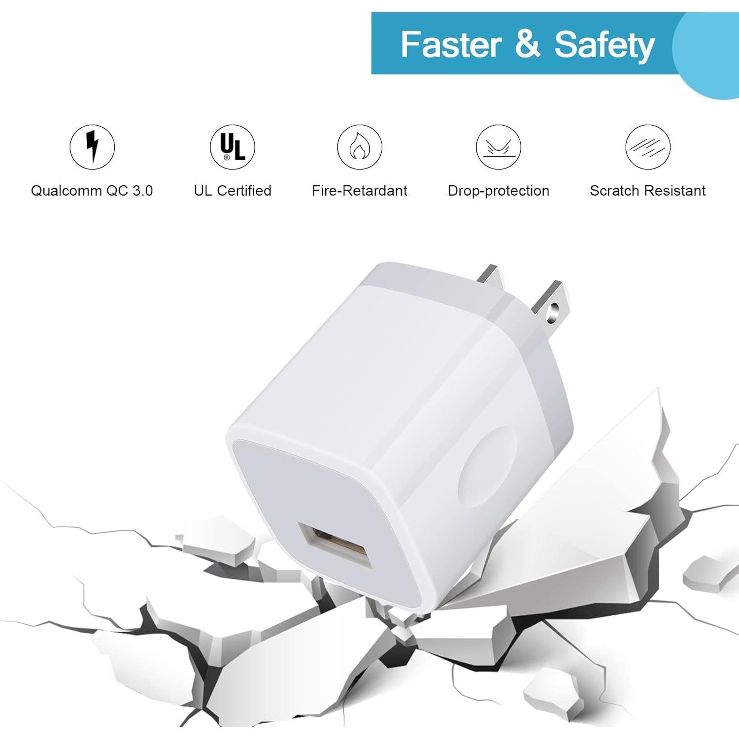 Wall Charger Adapter USB Charging Block, 5Pack Single Port USB Plug in Charger Cube Box Power Blocks Brick Charger Station Compatible with Samsung Galaxy A53 A13 A54 A20 S23 S22 S20 S21 A25