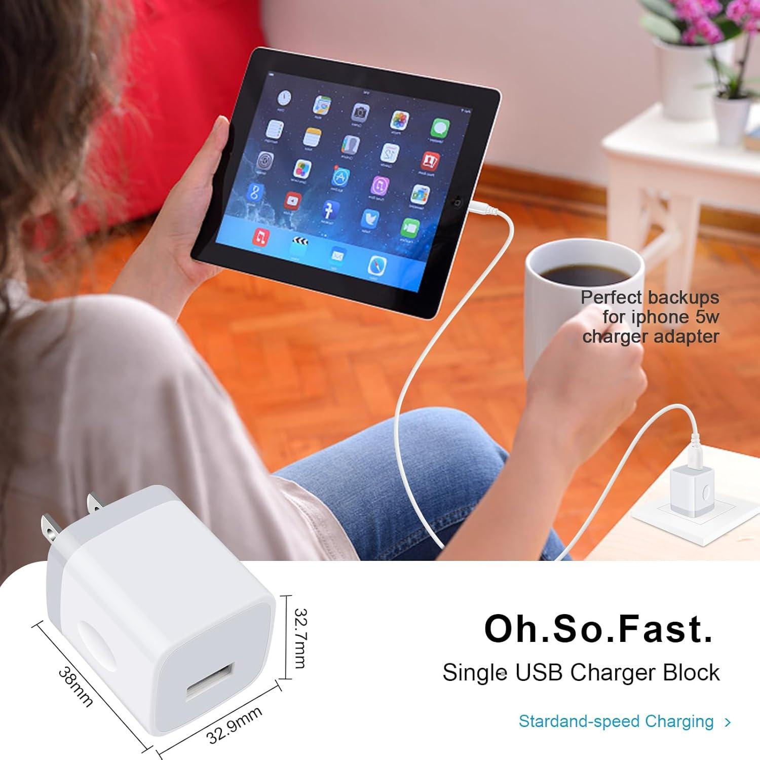 Wall Charger Adapter USB Charging Block, 5Pack Single Port USB Plug in Charger Cube Box Power Blocks Brick Charger Station Compatible with Samsung Galaxy A53 A13 A54 A20 S23 S22 S20 S21 A25