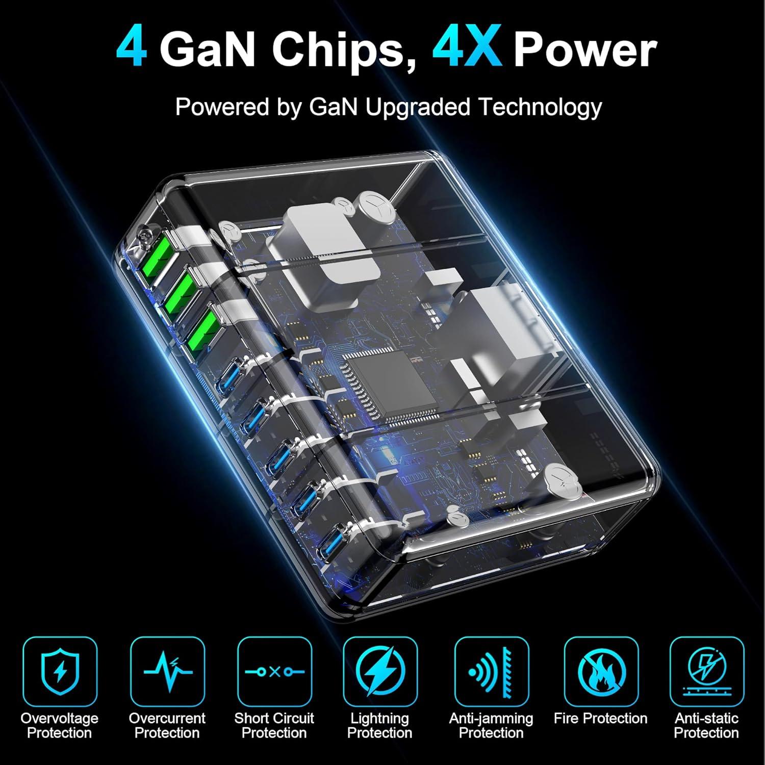 Cargador USB C BOAVELL 325W con 8 Puertos y Cable 100W