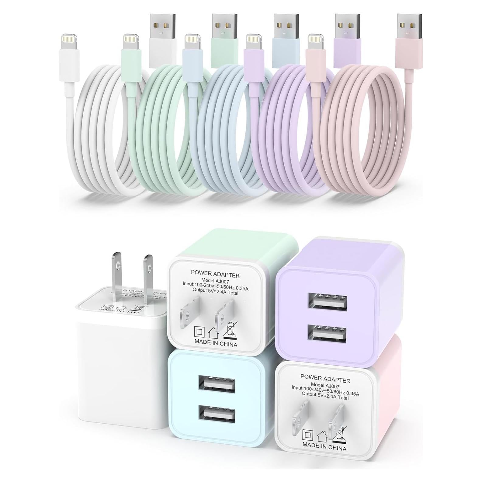 Cargador USB Doble iGENJUN 12W + 5 Cables Lightning 6FT