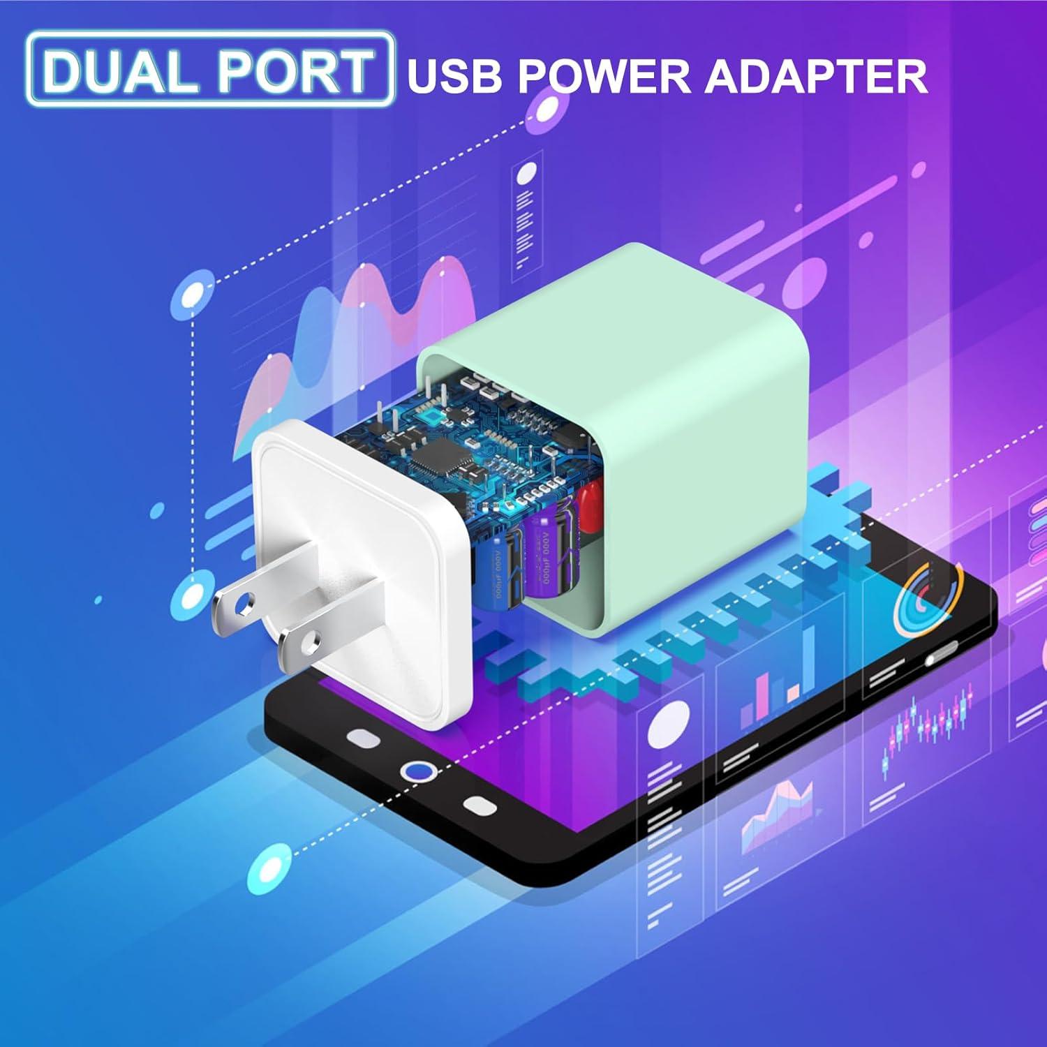 Cargador USB Doble iGENJUN 12W + 5 Cables Lightning 6FT