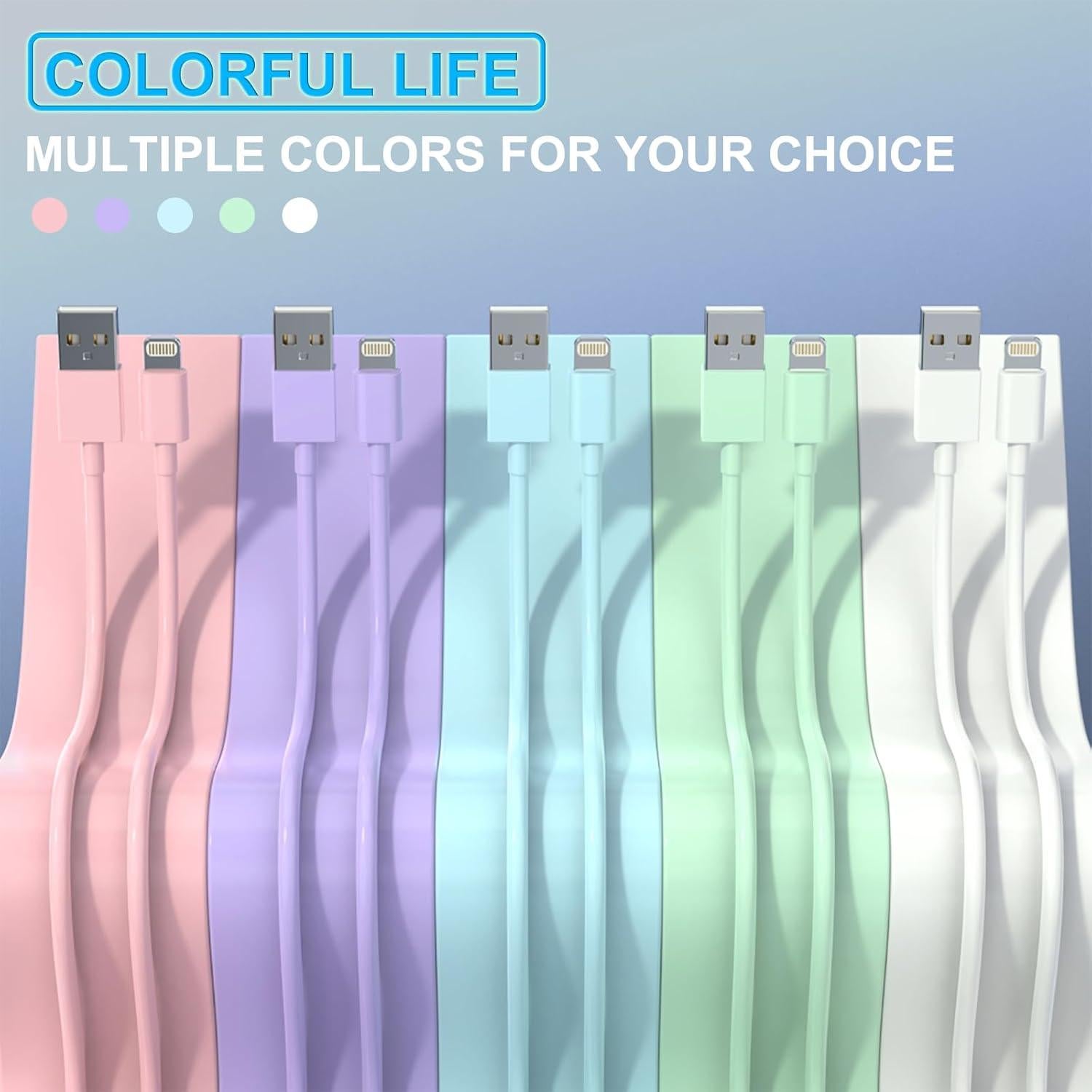 Cargador USB Doble iGENJUN 12W + 5 Cables Lightning 6FT