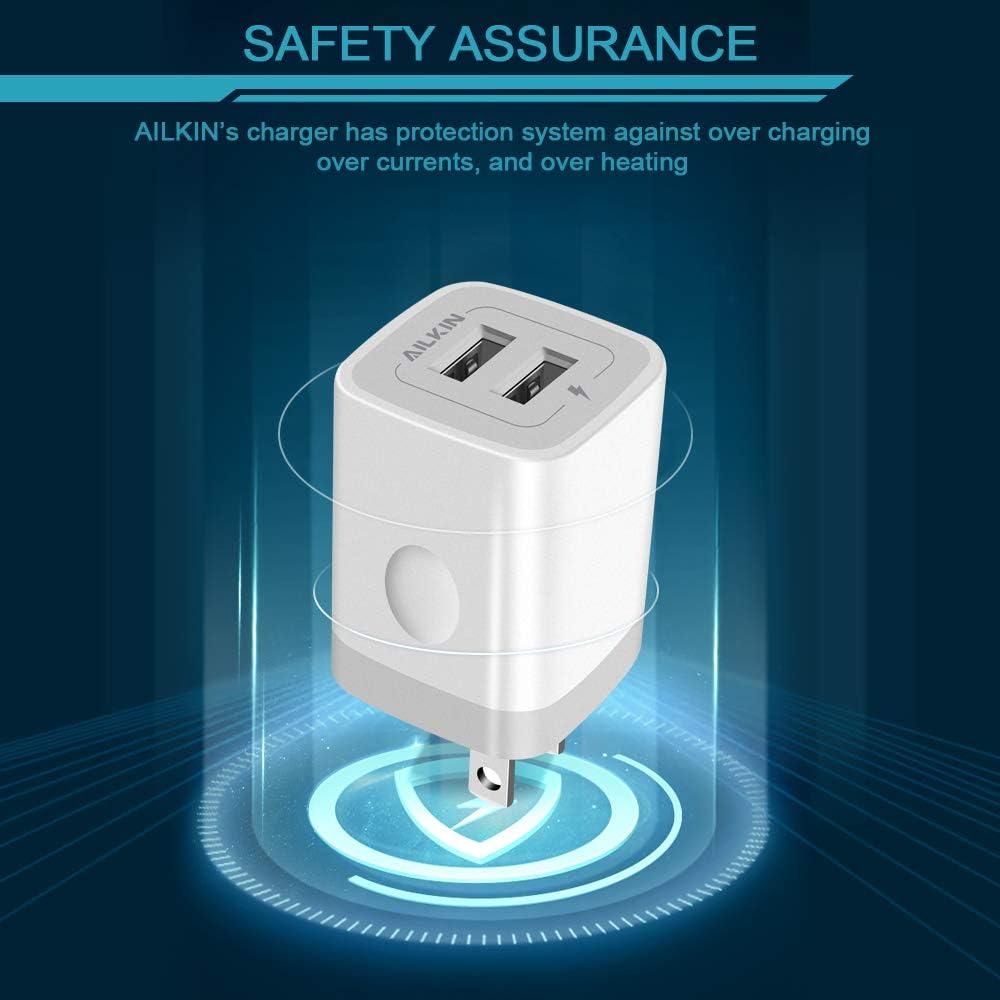 Cargador de Pared USB AILKIN 2 Puertos 2.4A Blanco