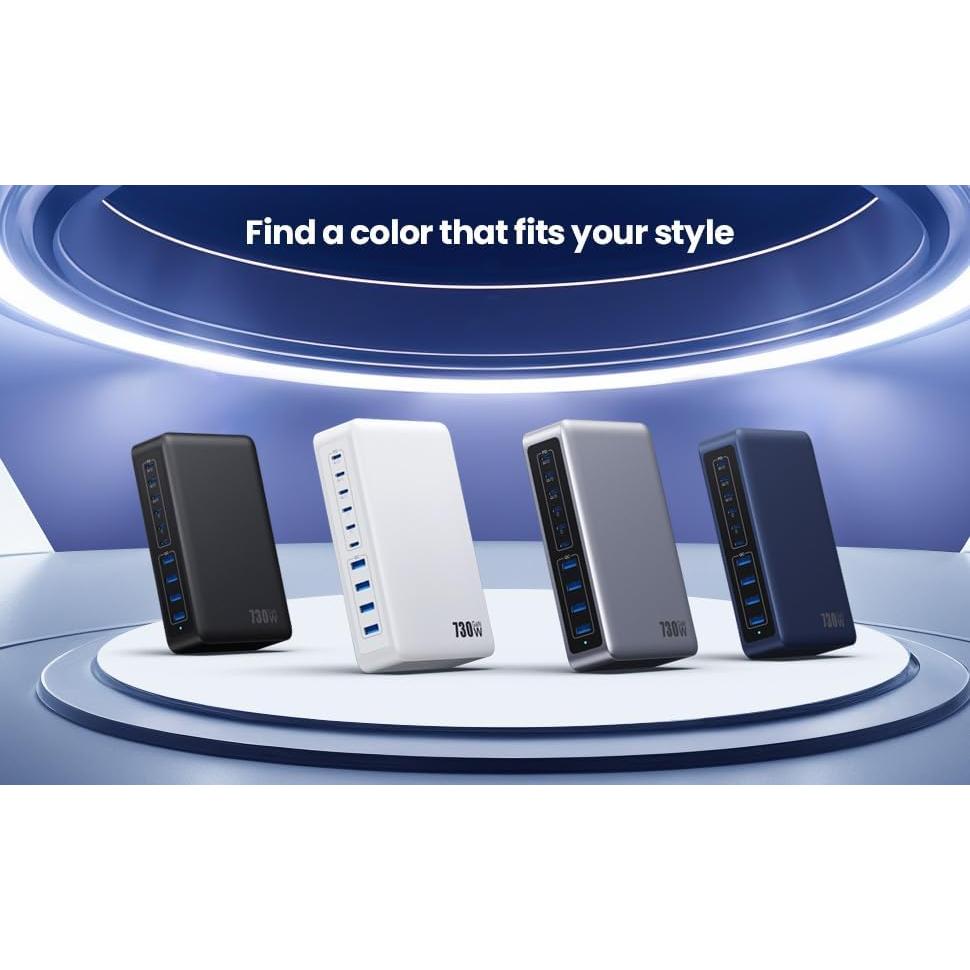 Cargador USB C 730W GaN 10 Puertos Rápido para Laptop