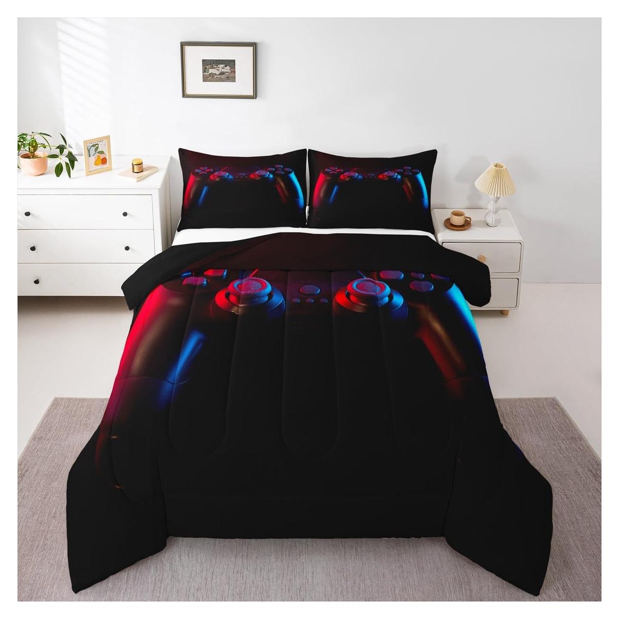 Juego de Edredón Individual Erosebridal Gamer Negro 173x228cm