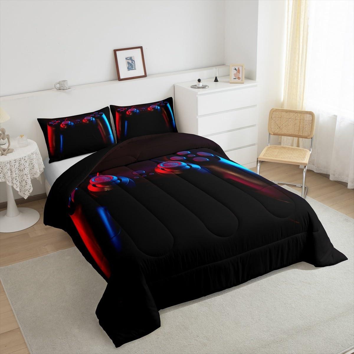 Juego de Edredón Individual Erosebridal Gamer Negro 173x228cm