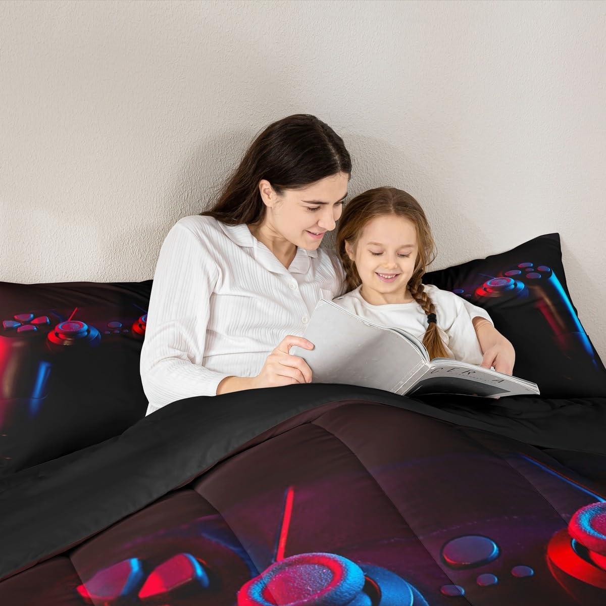 Juego de Edredón Individual Erosebridal Gamer Negro 173x228cm