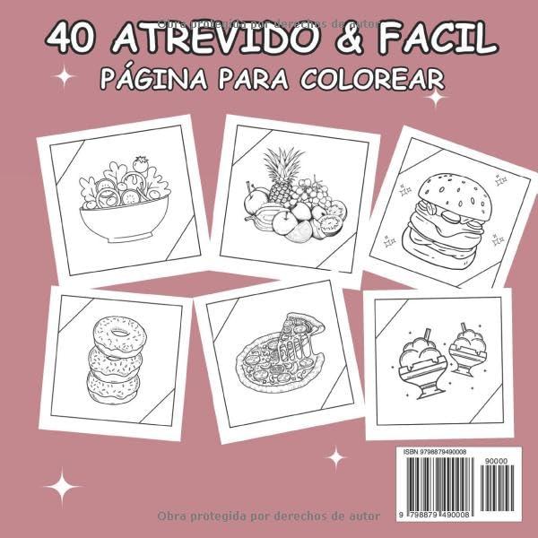 Libro para colorear de Comida y Aperitivos: Diseños Atrevidos y Fáciles para niños y adolescentes. (Spanish Edition)