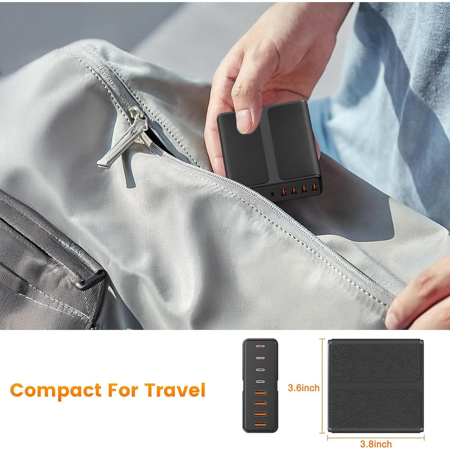 Cargador USB C 320W 8 Puertos Rápido PD 65W para MacBook