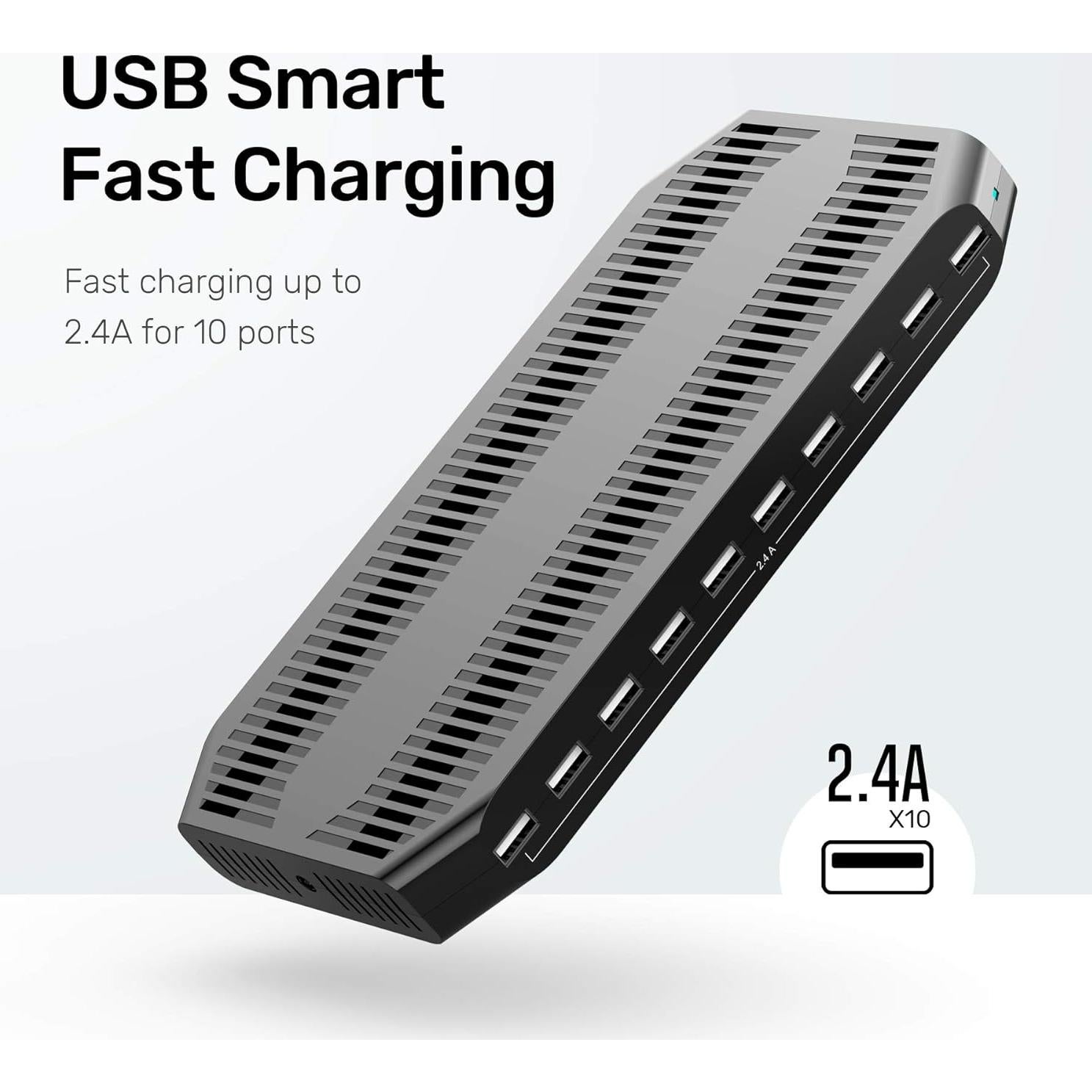Estación de Carga USB Unitek 10 Puertos 60W Carga Rápida