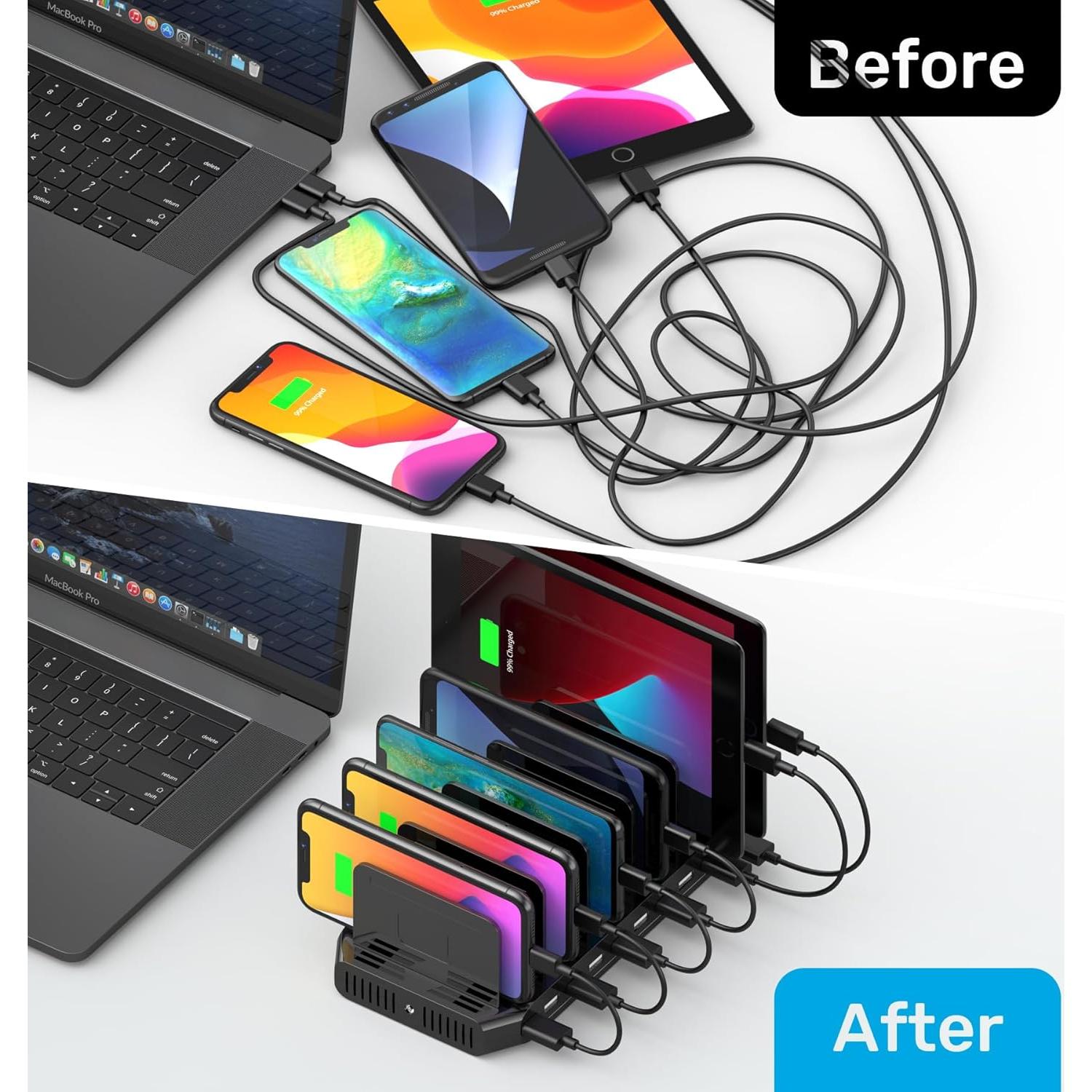 Estación de Carga USB Unitek 10 Puertos 60W Carga Rápida