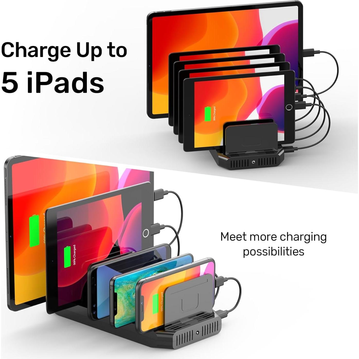 Estación de Carga USB Unitek 10 Puertos 60W Carga Rápida