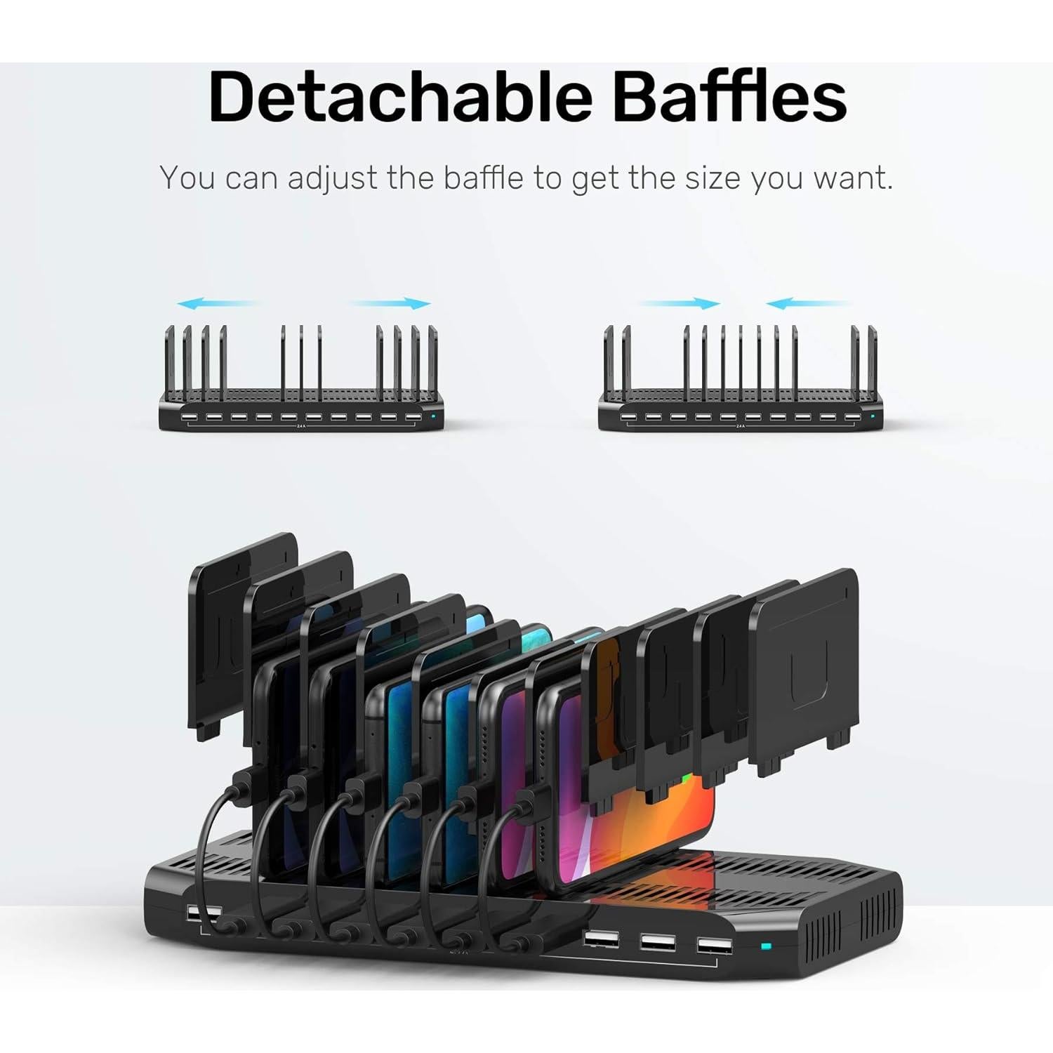 Estación de Carga USB Unitek 10 Puertos 60W Carga Rápida