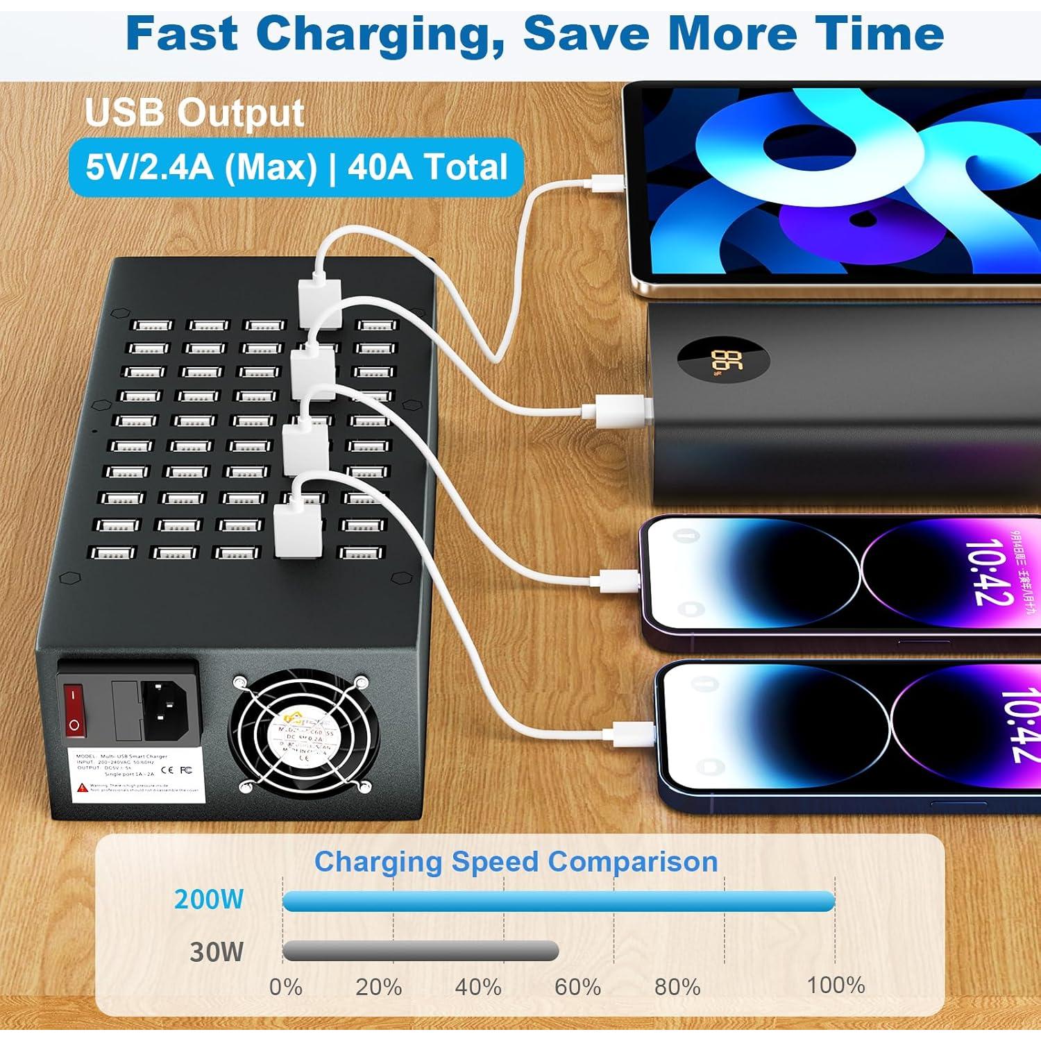 Estación de Carga USB Rápida RUANSZZ 50 Puertos 200W