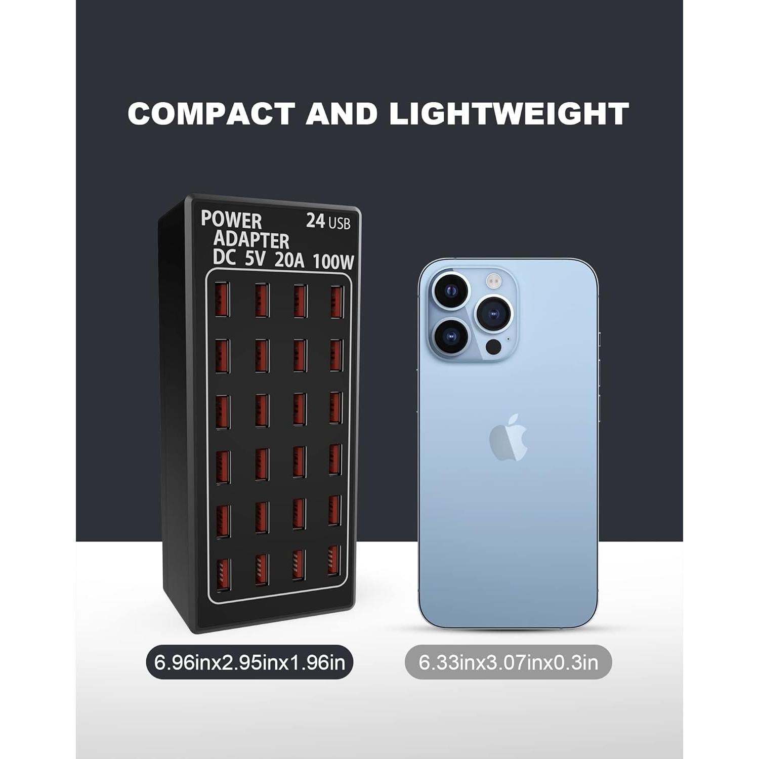 Estación de Carga USB 24 Puertos RUANSZZ 100W Cargador Rápido