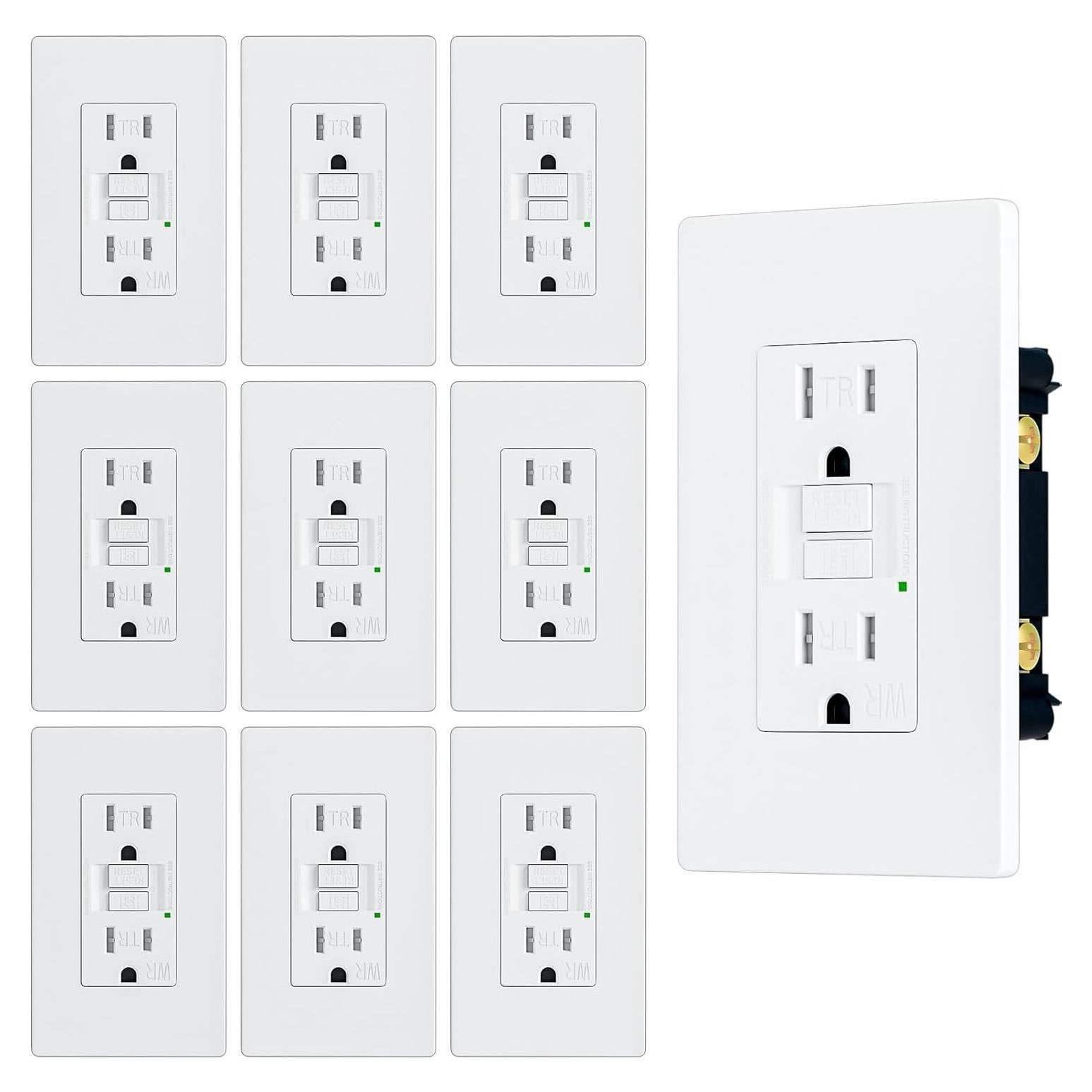 Enchufes GFCI 15A BRILLTECH Resistente a la Intemperie 10PACK