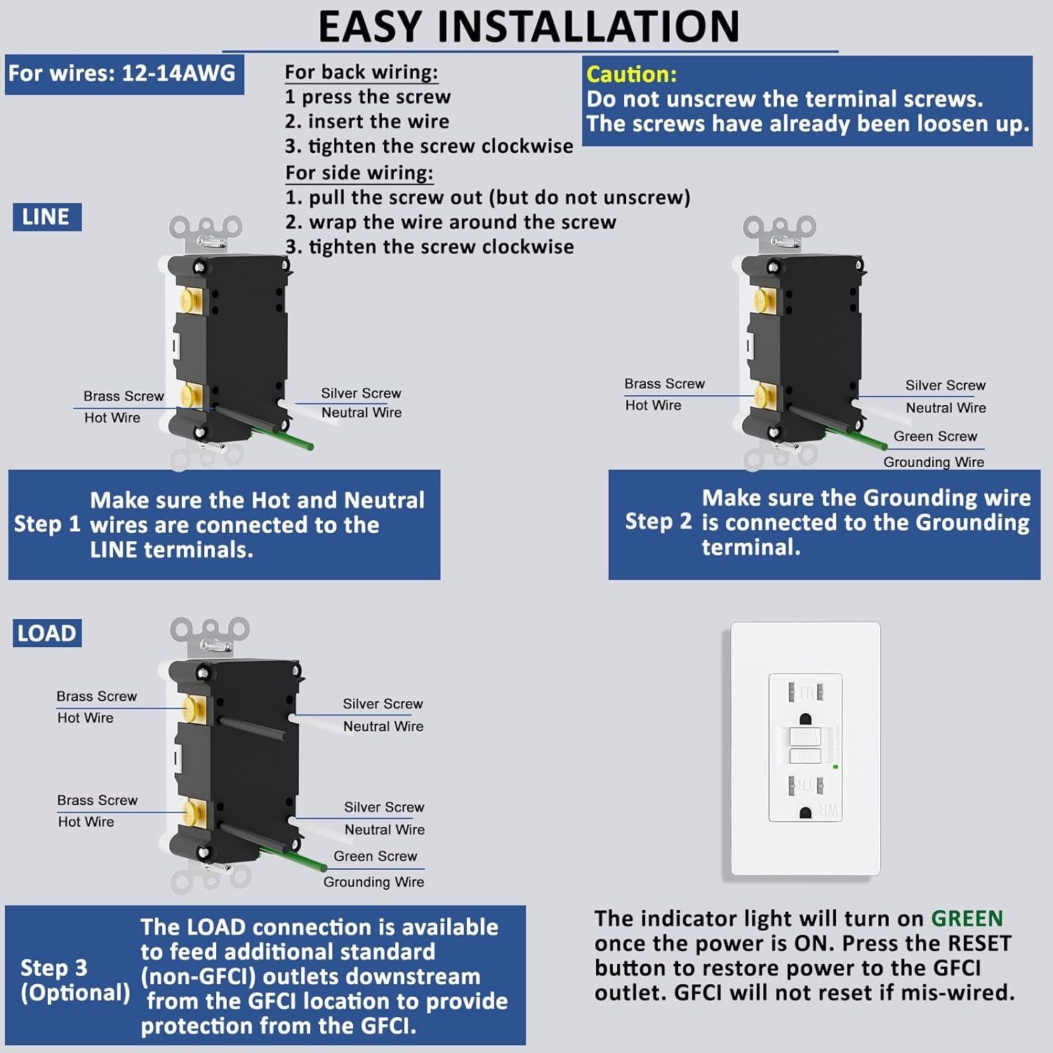 Enchufes GFCI 15A BRILLTECH Resistente a la Intemperie 10PACK