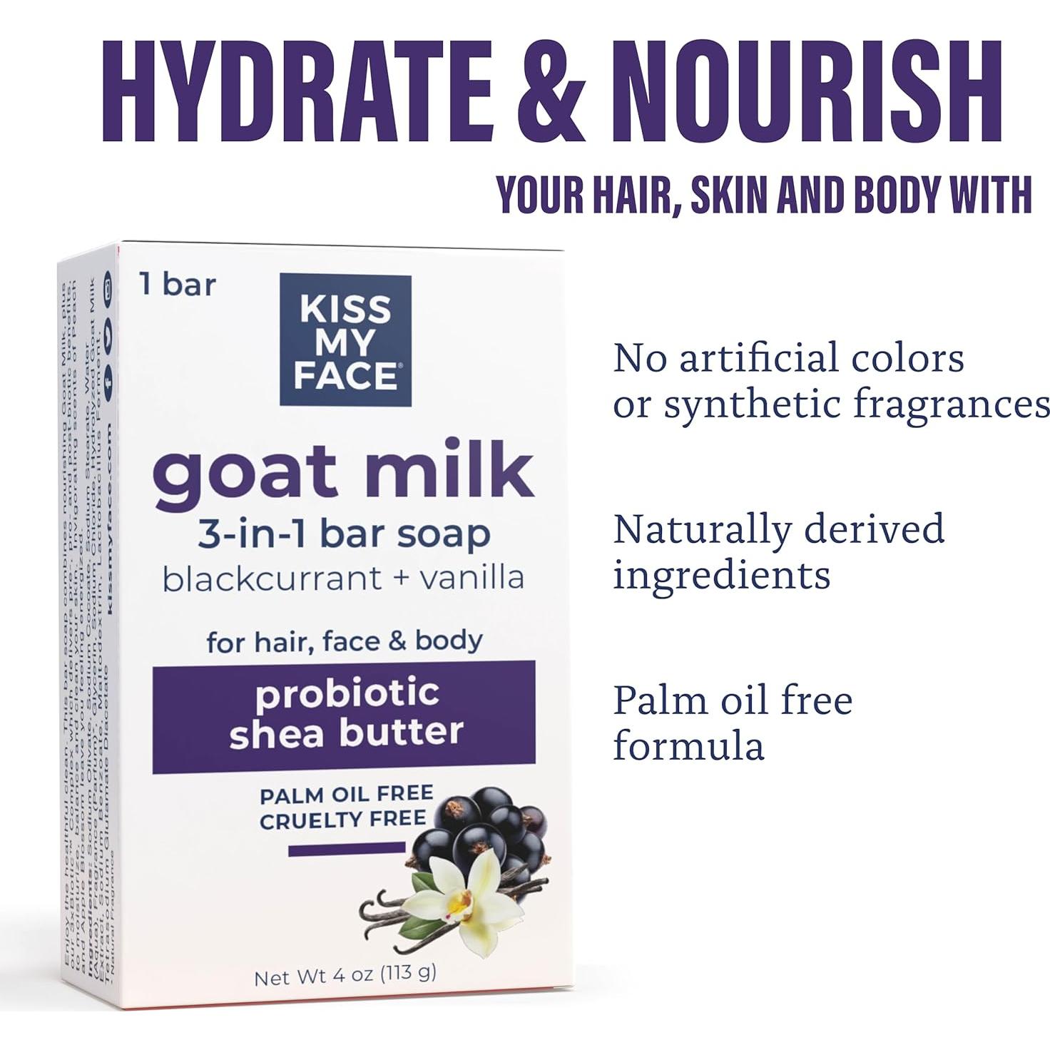 Jabón 3-en-1 Kiss My Face - Grosella Negra y Vainilla - 116g