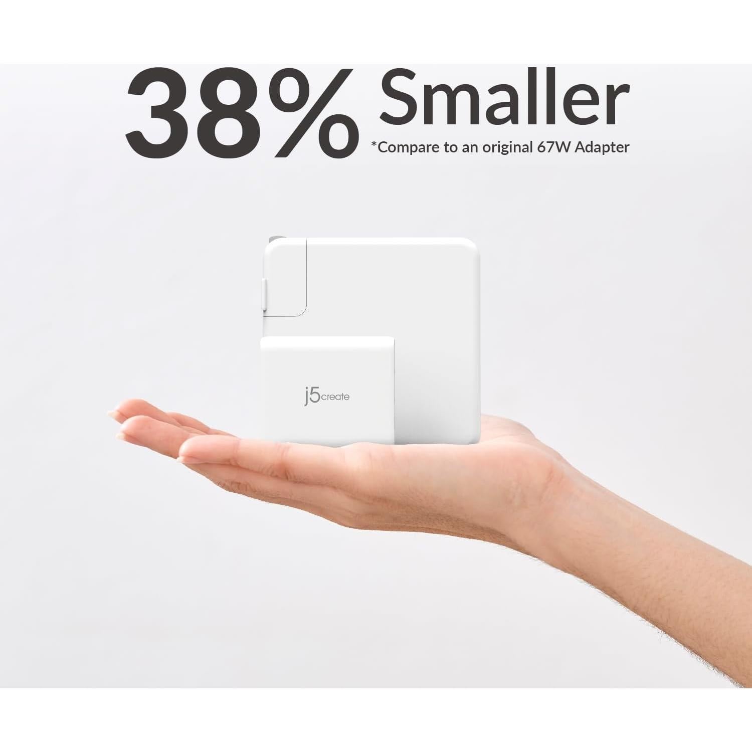 Cargador j5create 65W GaN USB-C 3 Puertos Compacto JUP3365