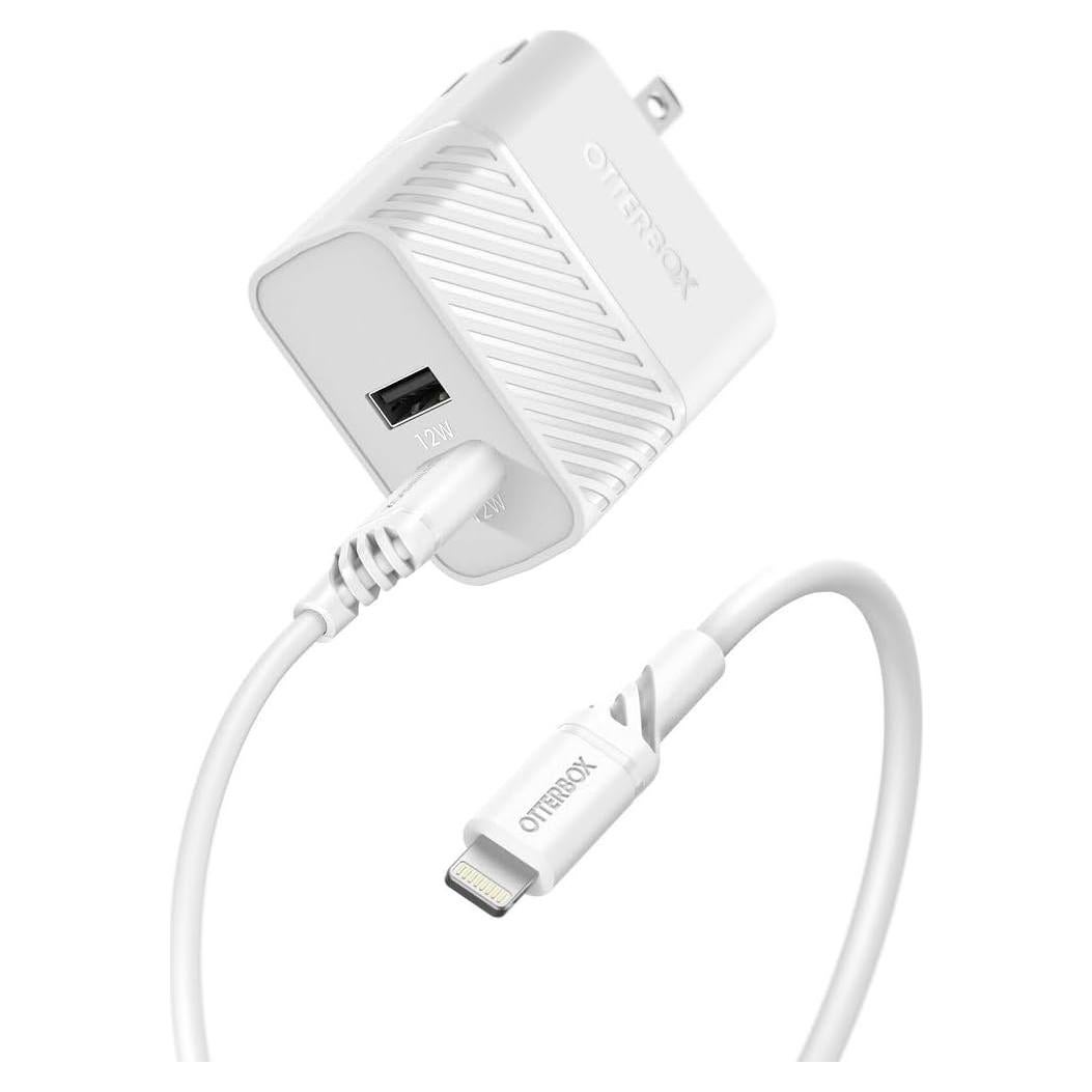 Cargador de pared USB-A OtterBox 24W + Cable Lightning 1M