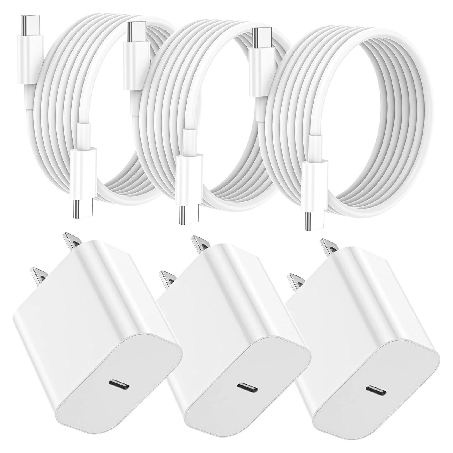 Cargador Rápido USB C 20W Oxivane para iPhone 16/15 - 3 Piezas