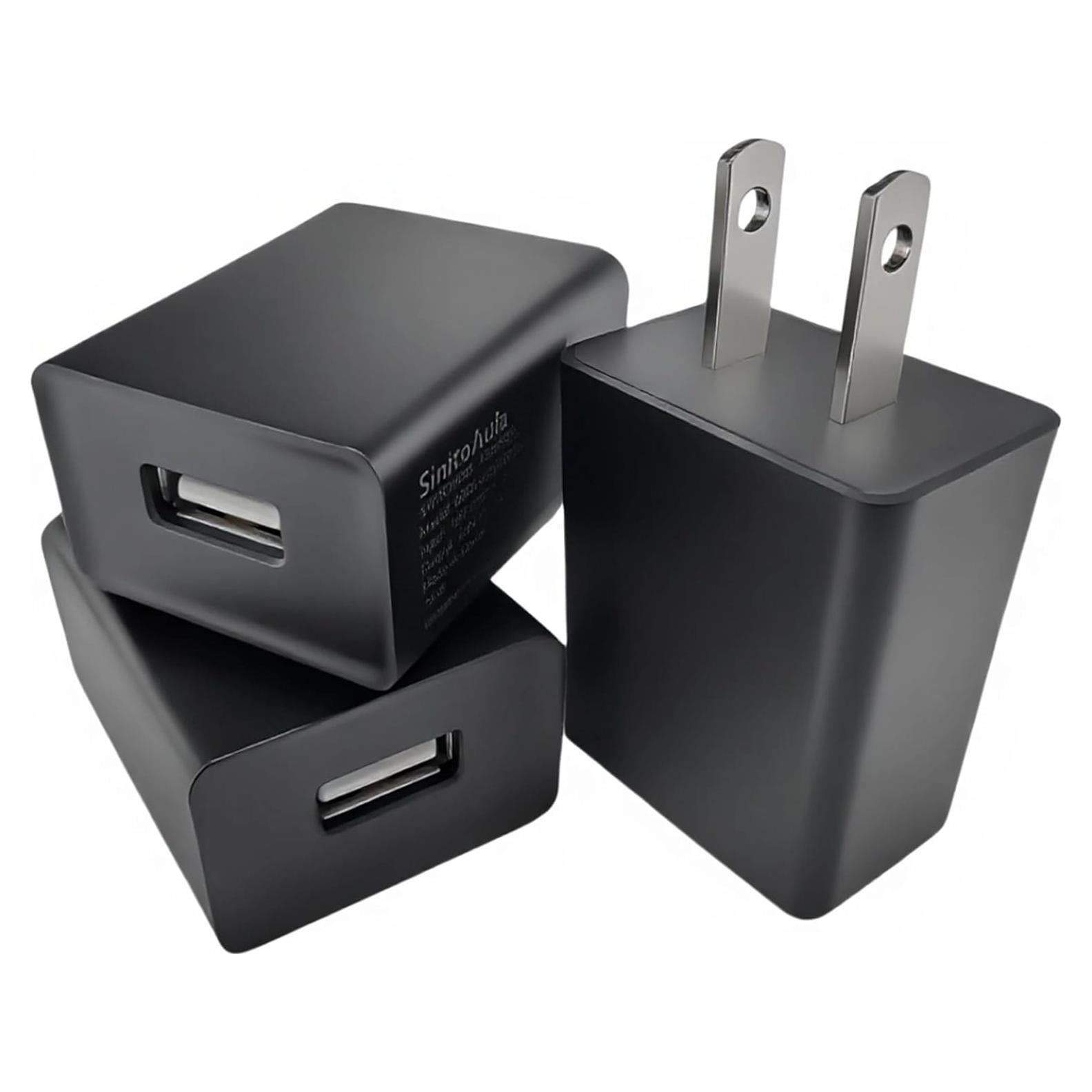 Cargador USB 5V 1A Certificado UL Negro - 3 Piezas