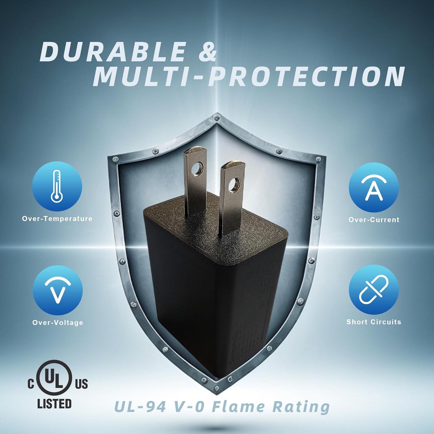 Cargador USB 5V 1A Certificado UL Negro - 3 Piezas