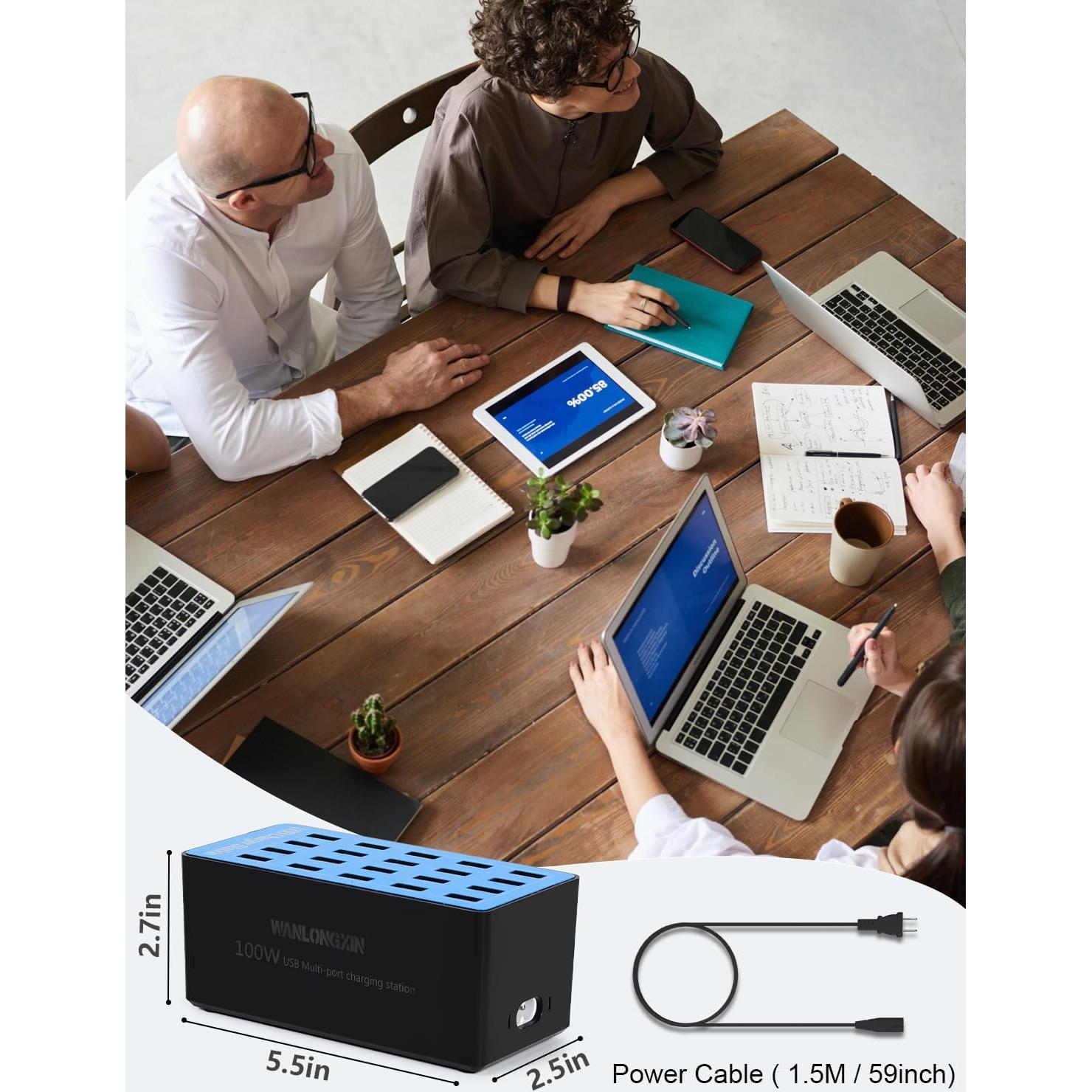 Estación de Carga USB 100W 20 Puertos Azul WLX-A5+