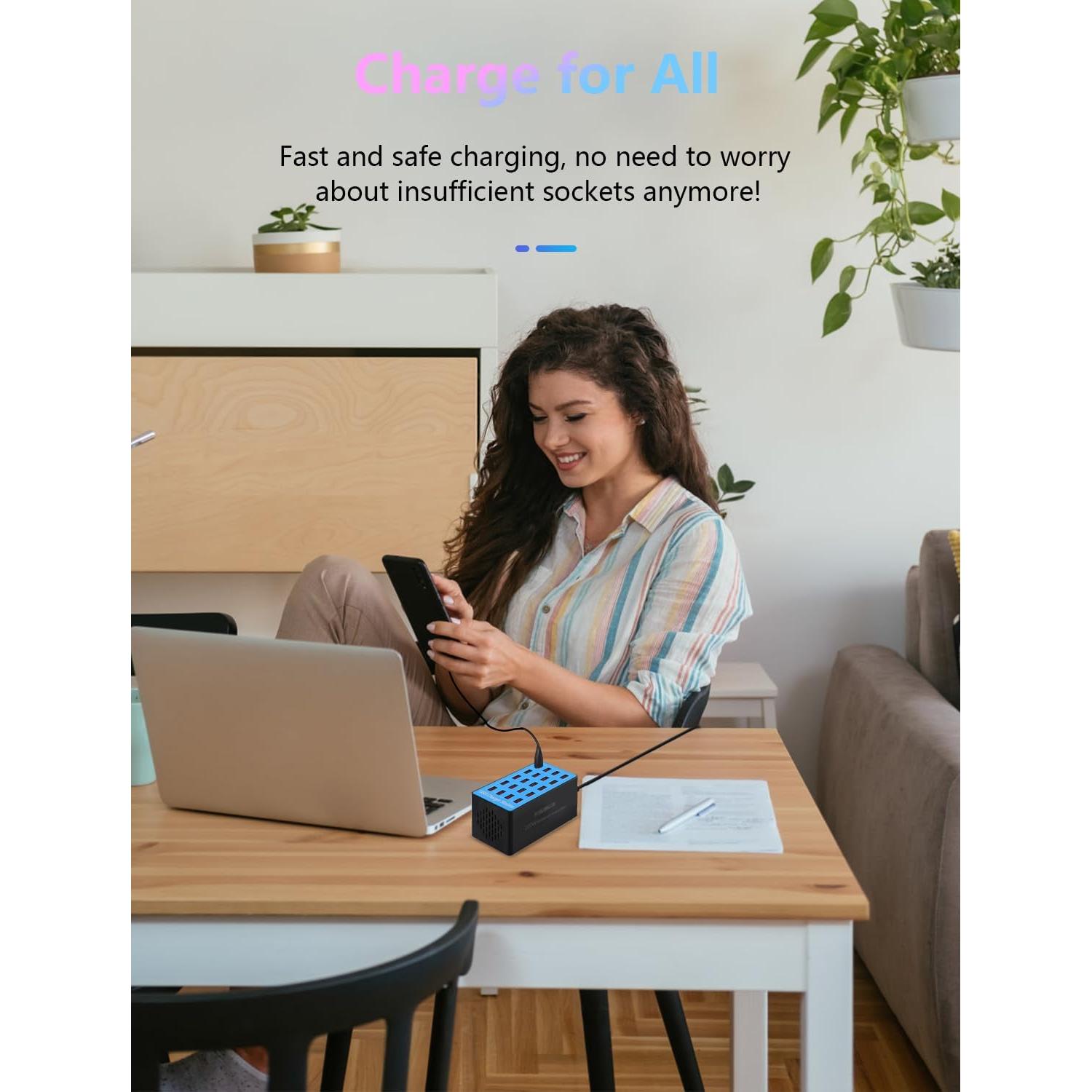 Estación de Carga USB 100W 20 Puertos Azul WLX-A5+