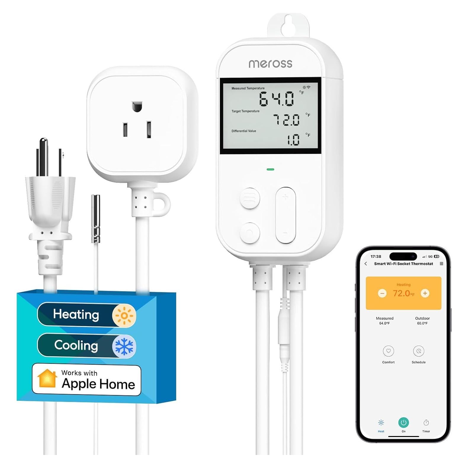 Controlador de Temperatura Inteligente Meross MTS960 1800W Wi-Fi