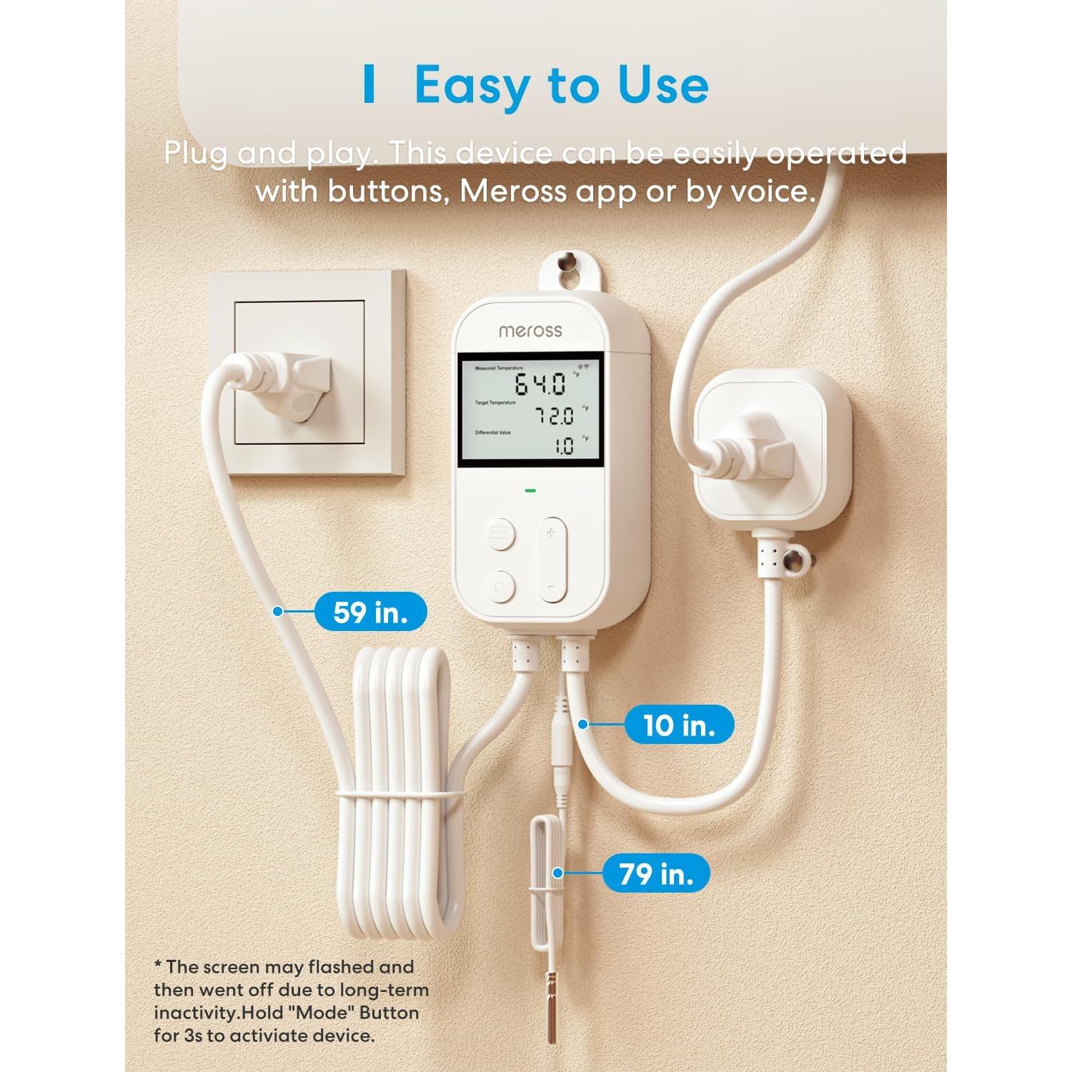 Controlador de Temperatura Inteligente Meross MTS960 1800W Wi-Fi