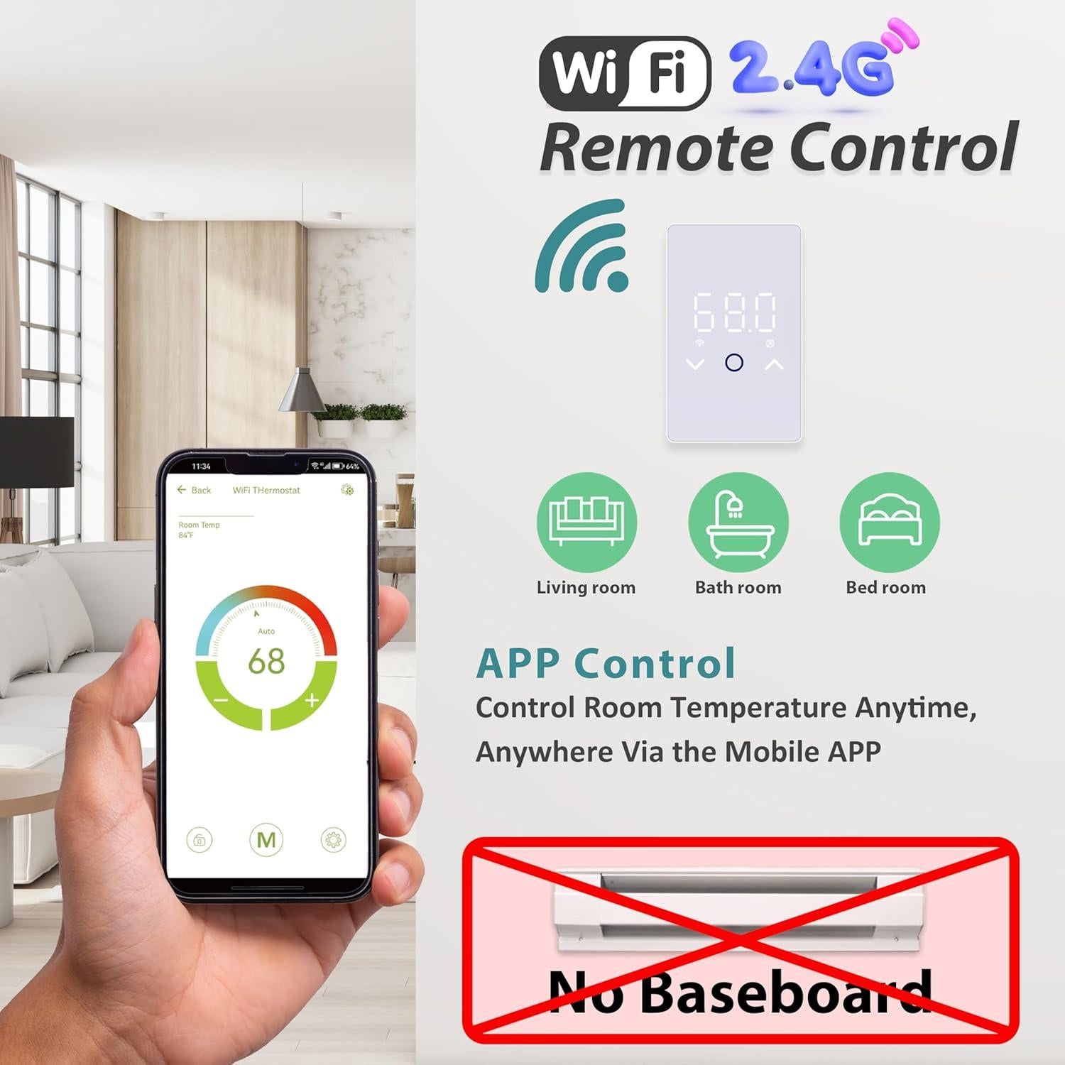 Termostato Inteligente MAXKOSKO WiFi para Calefacción de Suelo
