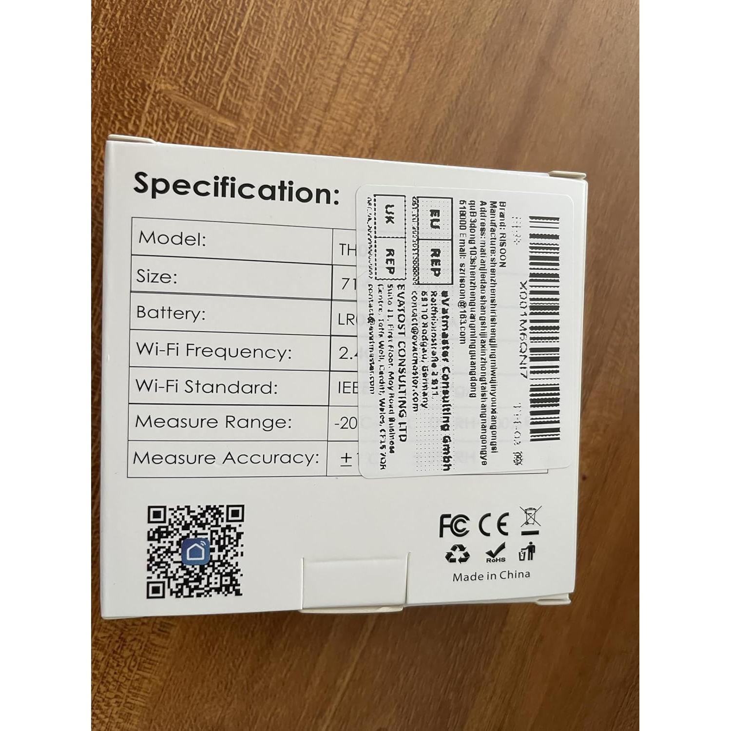 Termómetro Higrómetro WiFi RISOON 2-Pack, Monitoreo Remoto