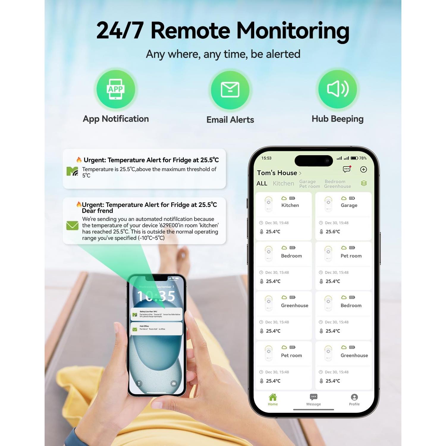 Termómetro Remoto WiFi MOCREO H5Pro con 2 Sensores IP66