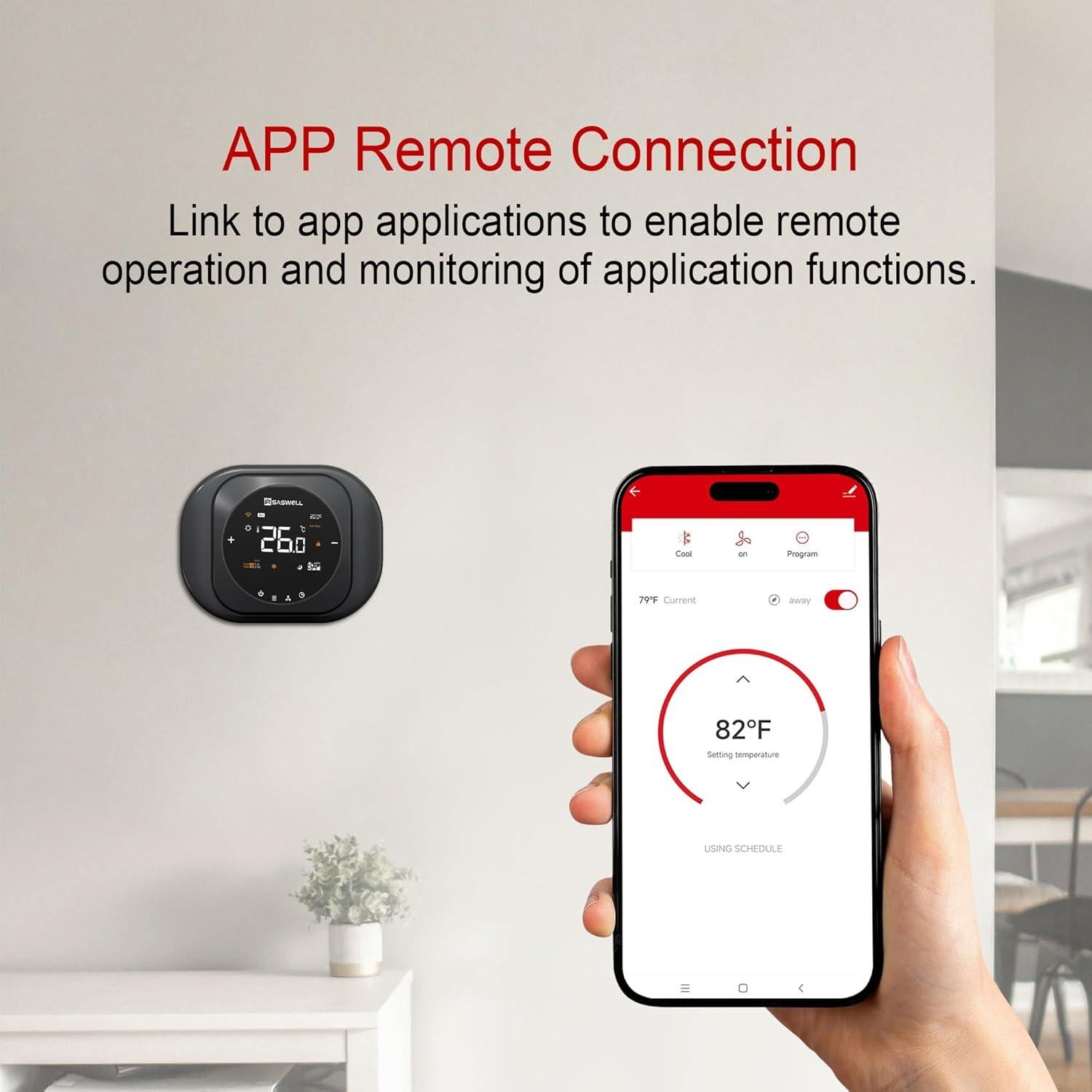 Termostato WiFi Inteligente SASWELL T18BUTW-7, Programable 7 Días