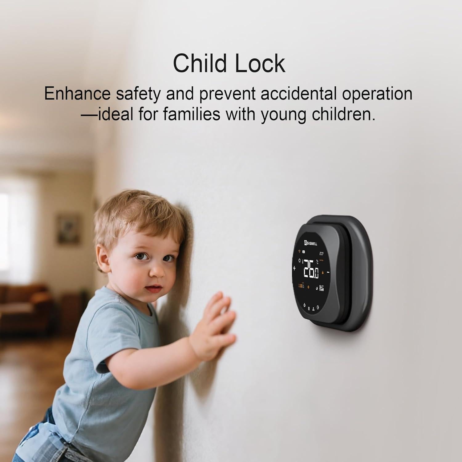 Termostato WiFi Inteligente SASWELL T18BUTW-7, Programable 7 Días