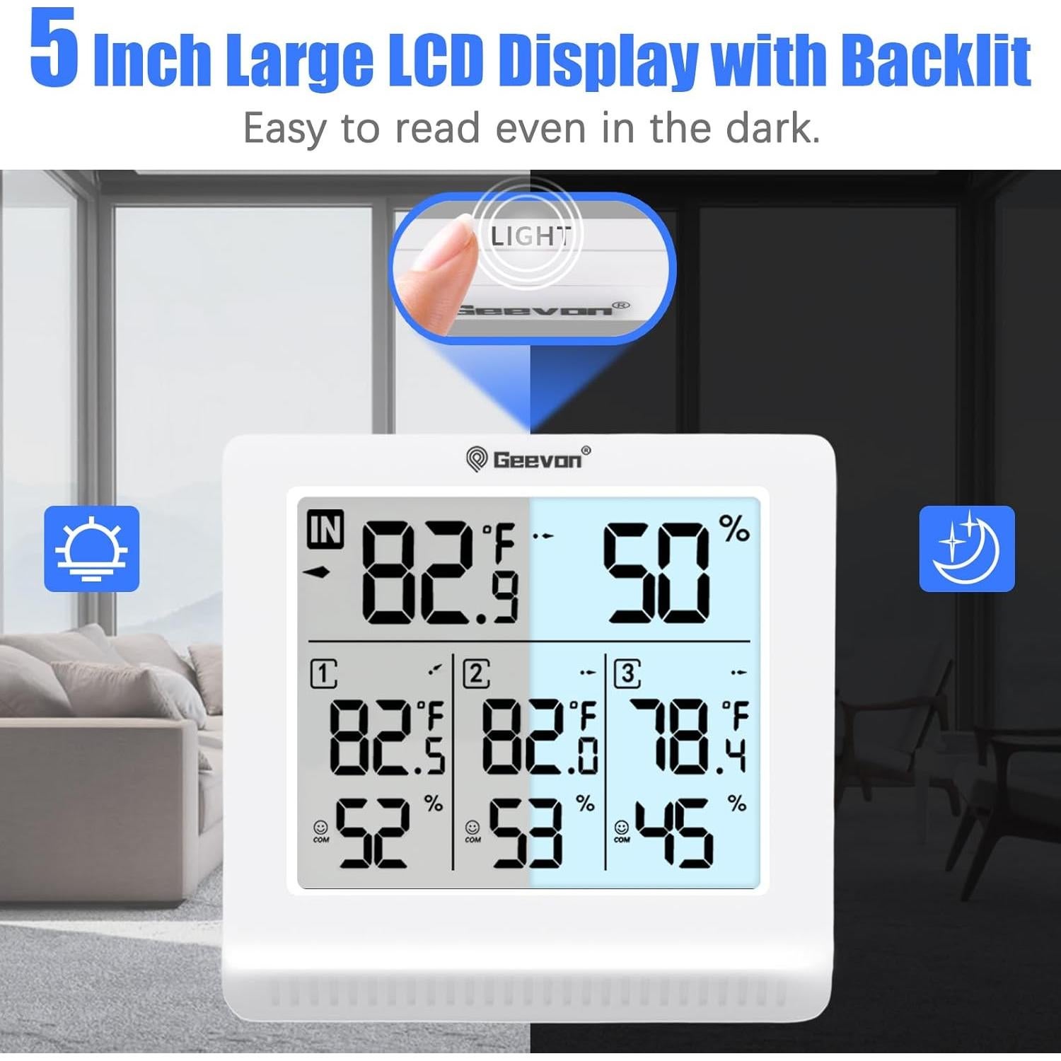 Termómetro Inalámbrico Geevon con 3 Sensores, Digital y USB