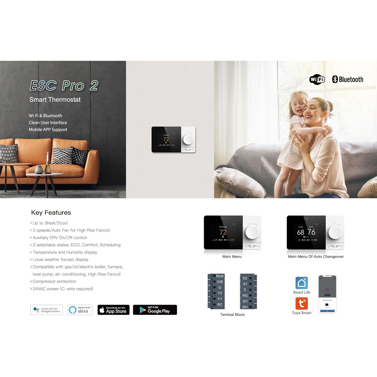 Termostato Inteligente ESC PRO 2 Wi-Fi Programable 24V