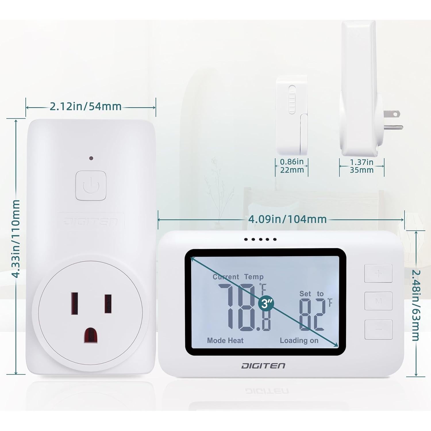Termostato Inalámbrico DIGITEN WTC100 Pro Control Remoto 0.27kg