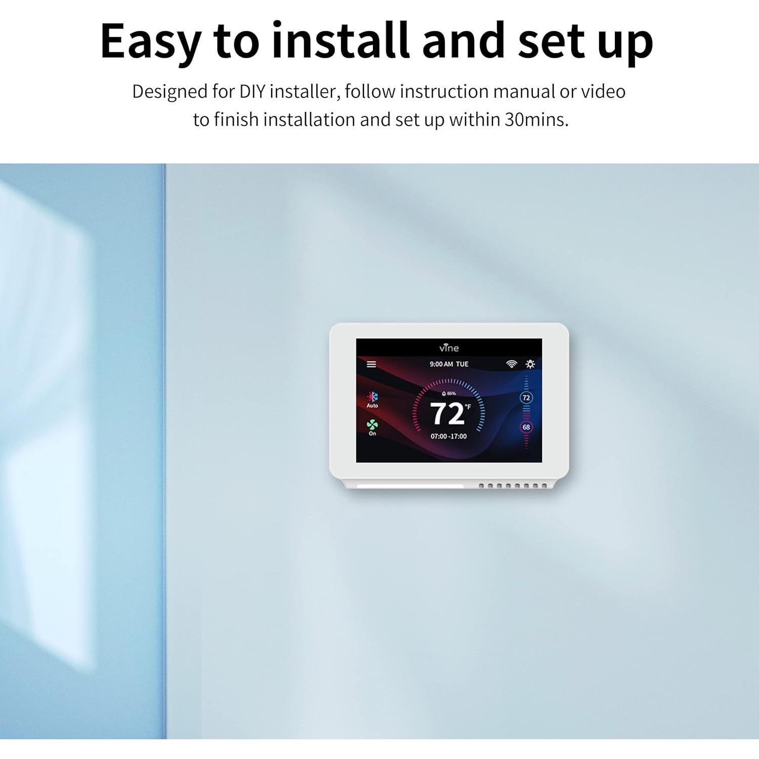 Termostato Inteligente Vine TJ-919E Wi-Fi Programable 7 Días
